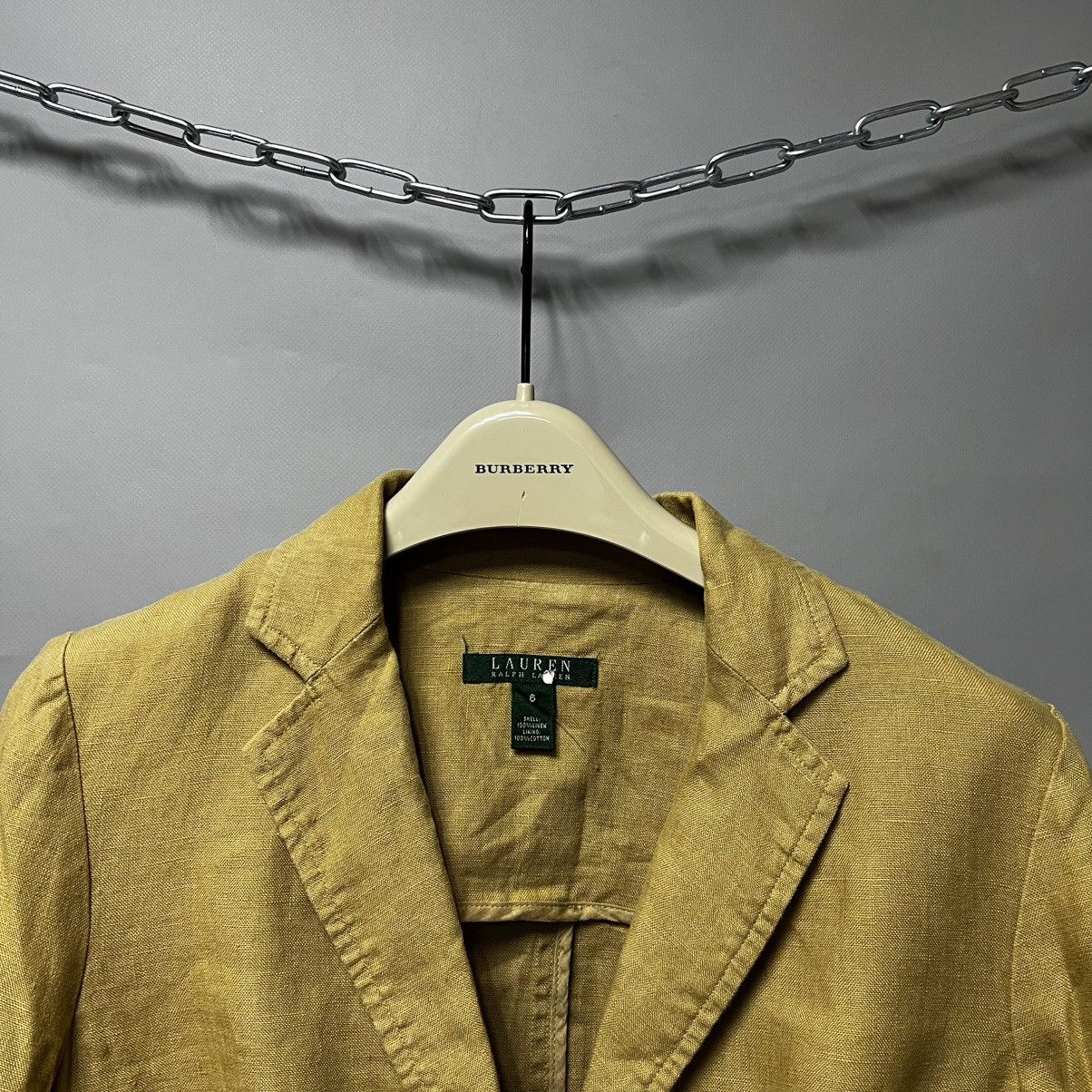 Ralph Lauren Lauren Ralph Lauren 100% Linen Two Button Tan Blazer Jacket Size XS / US 0-2 / IT 36-38 - 2 Thumbnail