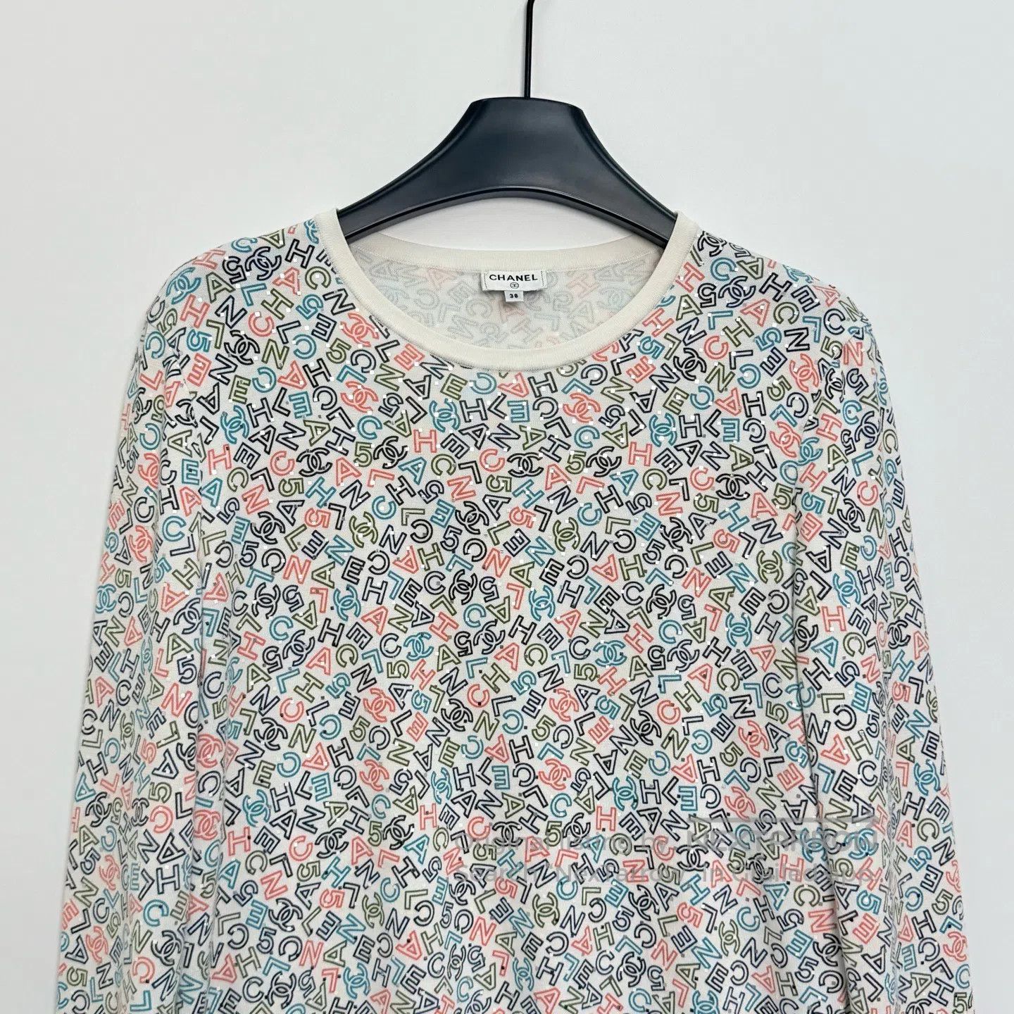 Chanel Chanel Printed Color Logo Cotton Long Sleeve Top| Size XS / US 0-2 / IT 36-38 - 2 Thumbnail