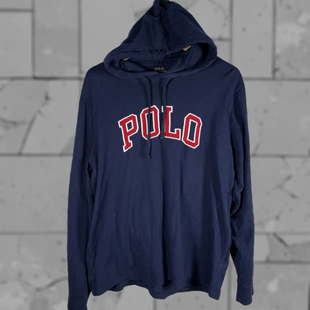 Polo Ralph Lauren VINTAGE Polo Ralph Lauren Blue Hooded Pullover Mens L Hoodie Pullover Blue Men Size US L / EU 52-54 / 3 - 1 Thumbnail