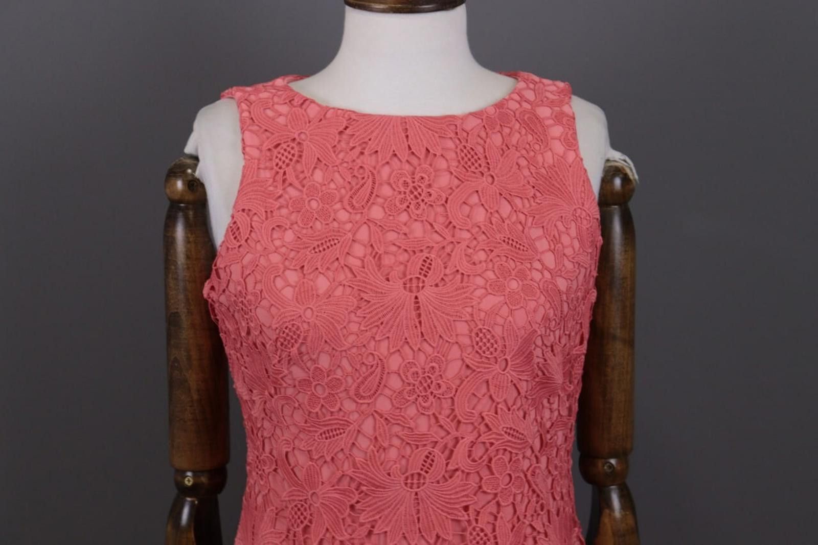 Lauren Ralph Lauren Lauren Ralph Lauren Pink Mesh Floral A-Line Dress Size 6 Size M / US 6-8 / IT 42-44 - 4 Thumbnail