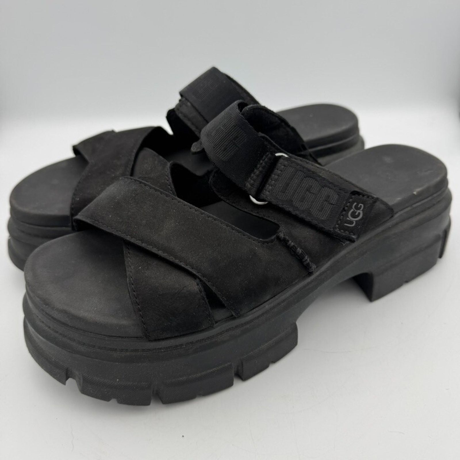 Ugg UGG Ashton Slide Sandals Black Nubuck Leather Platform 10 Size US 10 / IT 40 - 4 Thumbnail