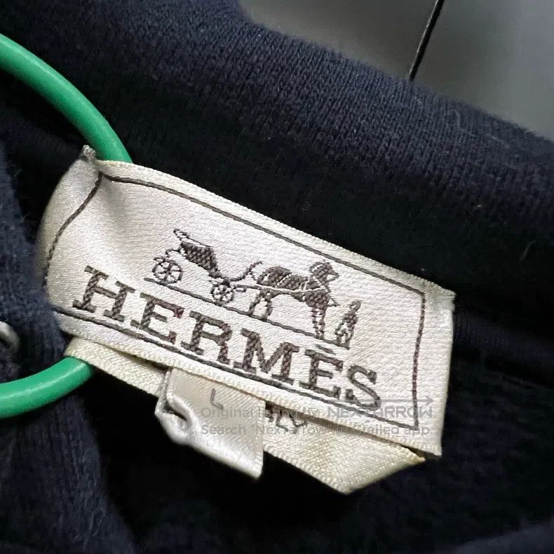 Hermes Hermes Navy Blue Military Hooded Sweatshirt Size US L / EU 52-54 / 3 - 3 Thumbnail