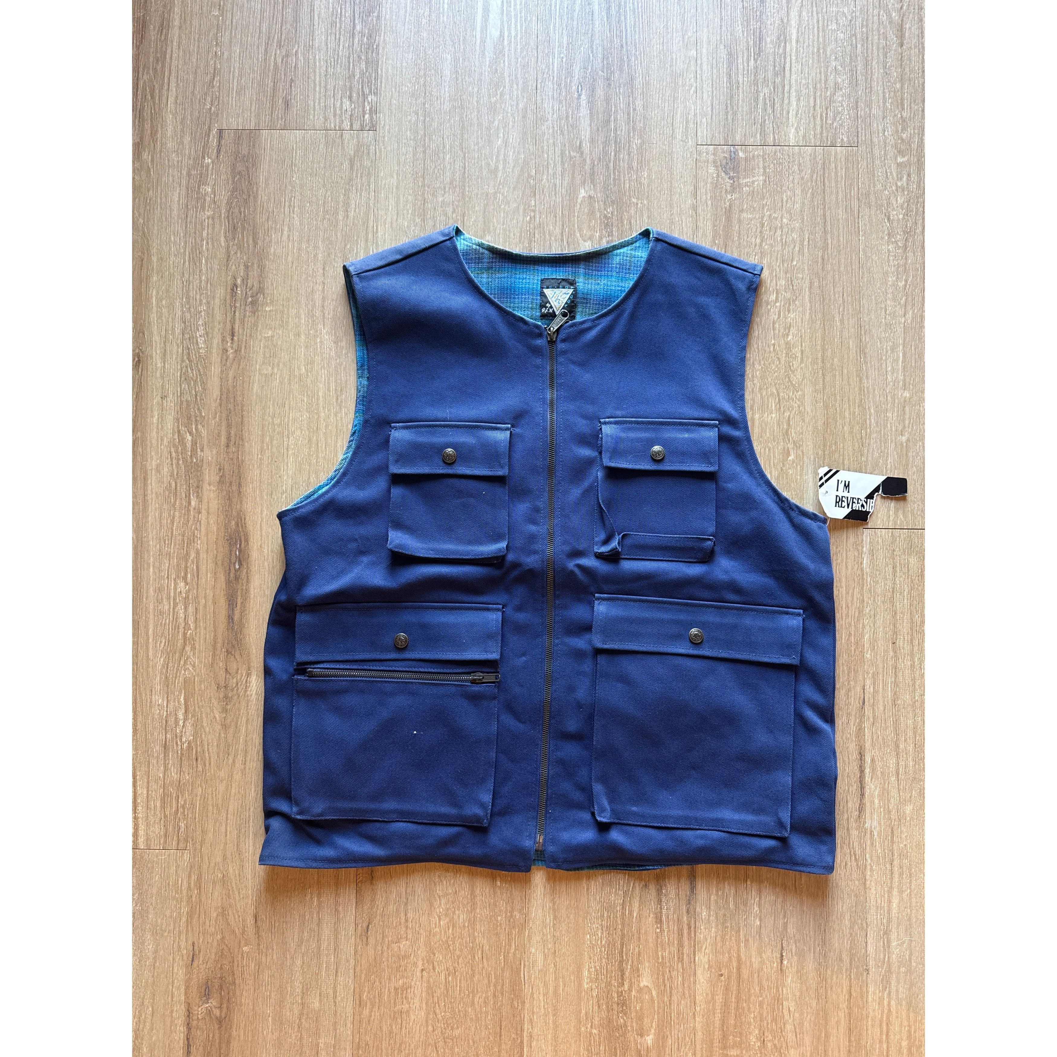 Vintage Vintage 90s Be-Bop Plaid Cargo Reversible Vest Size US L / EU 52-54 / 3 - 6 Thumbnail