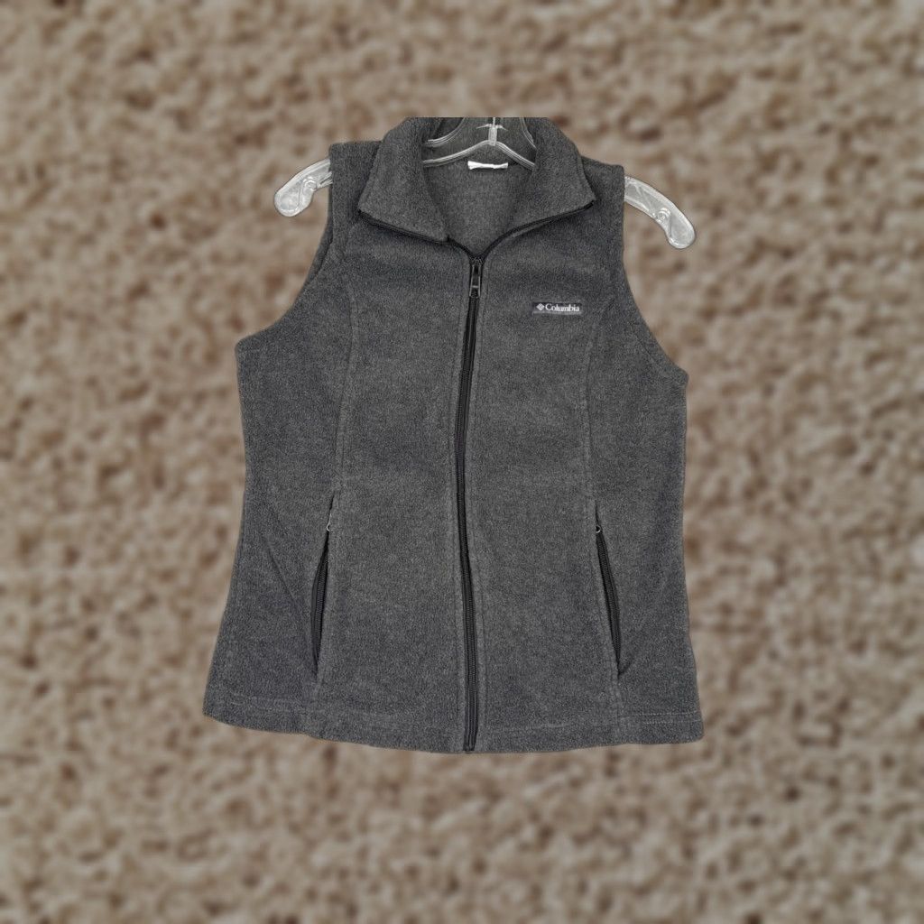 Vintage Columbia Vest Women Small Gray Full Zip Lightweight Polyester Fleece Sleeveless Outdoor All Seasons Pockets Size S / US 4 / IT 40 - 1 Thumbnail