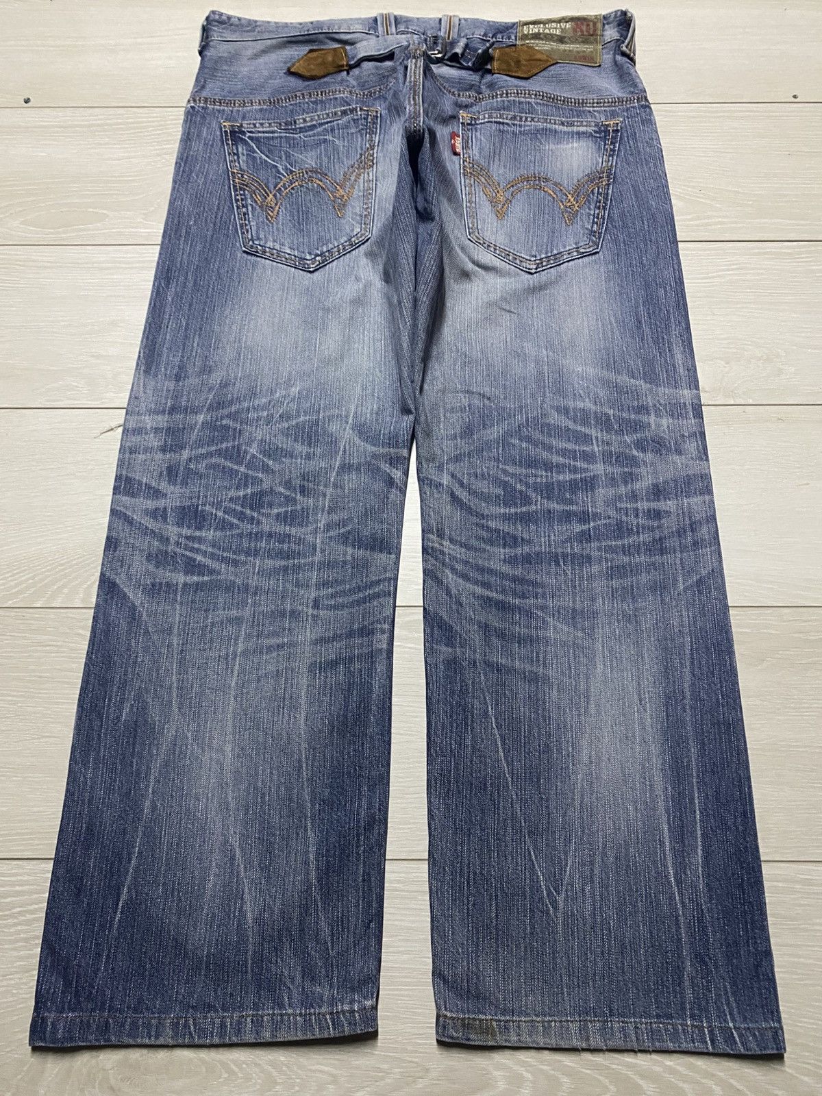 Junya Watanabe Vintage Edwin XVS Faded Wash Thunder Buckle Back Distressed Size US 37 - 2 Thumbnail