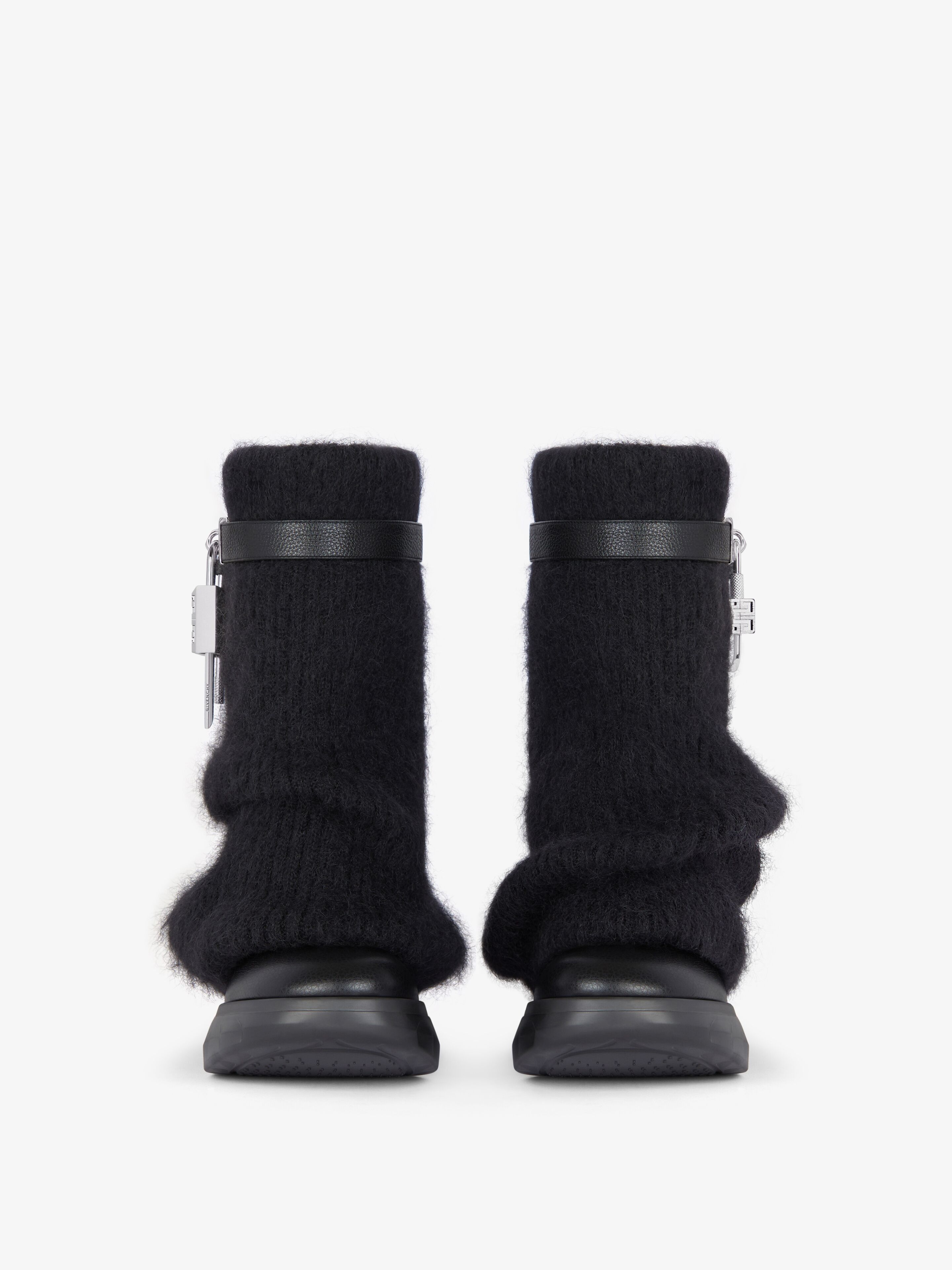Givenchy o1srvl11e0525 Shark Lock Ankle Boots Biker Low Wedge Black Size US 7 / IT 37 - 3 Thumbnail