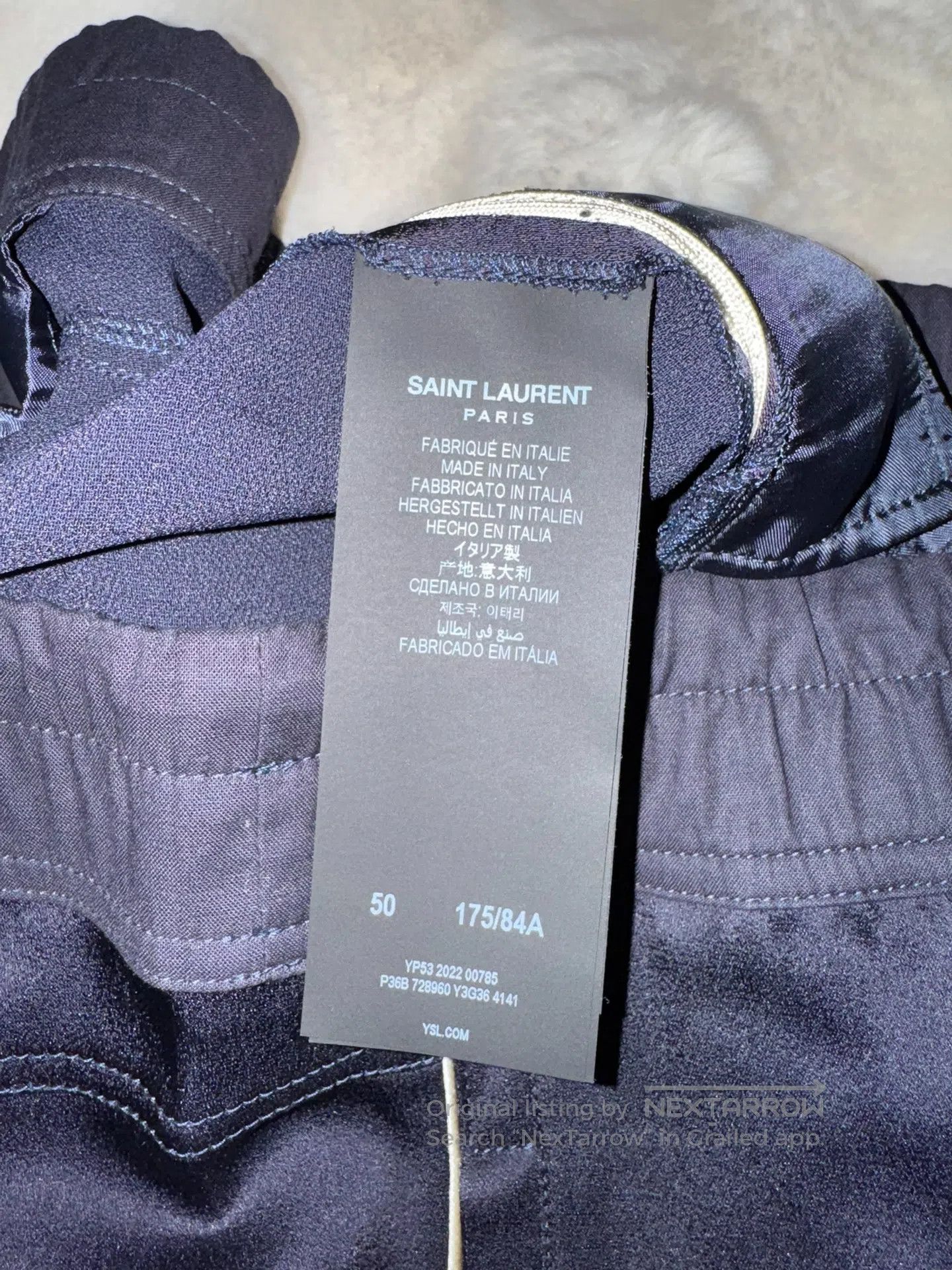 Saint Laurent Paris Saint Laurent Paris Satin Navy Blue Trousers| Size US 34 / EU 50 - 4 Thumbnail