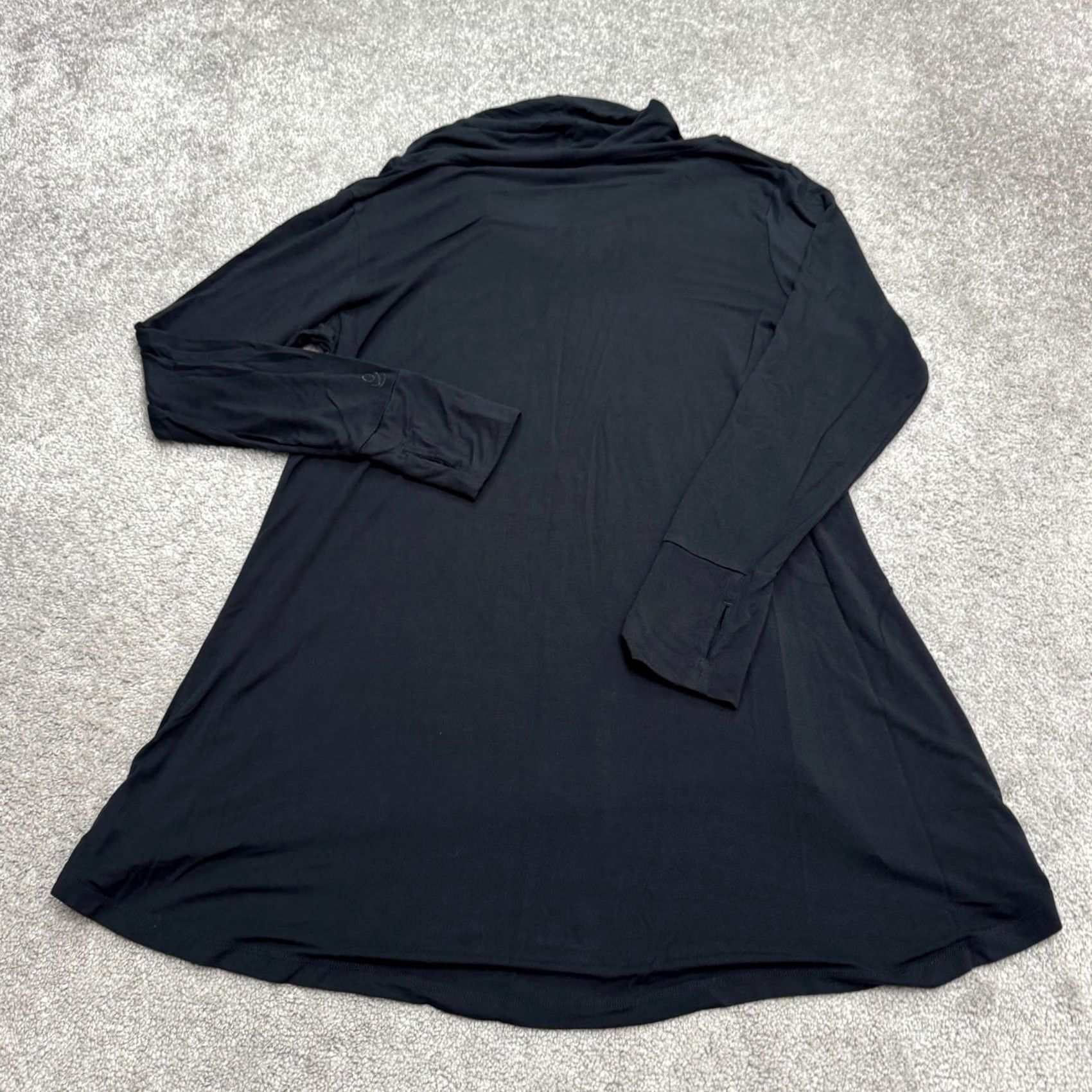Vintage Cuddl Duds Cowl Neck Hi-Low Shift Dress Women XL Black Long Sleeve Stretch Soft Knit Casual Sleeve Pastel? No Size XL / US 12-14 / IT 48-50 - 2 Thumbnail