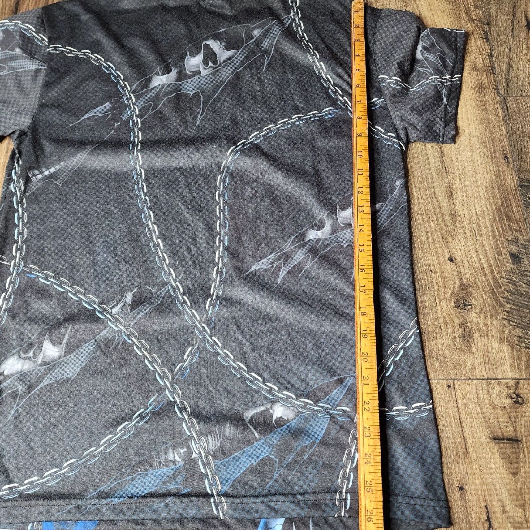 Vintage EGO Mens L USA Grim Reaper Skull Chains All Over Print T Shirt Size US L / EU 52-54 / 3 - 2 Thumbnail