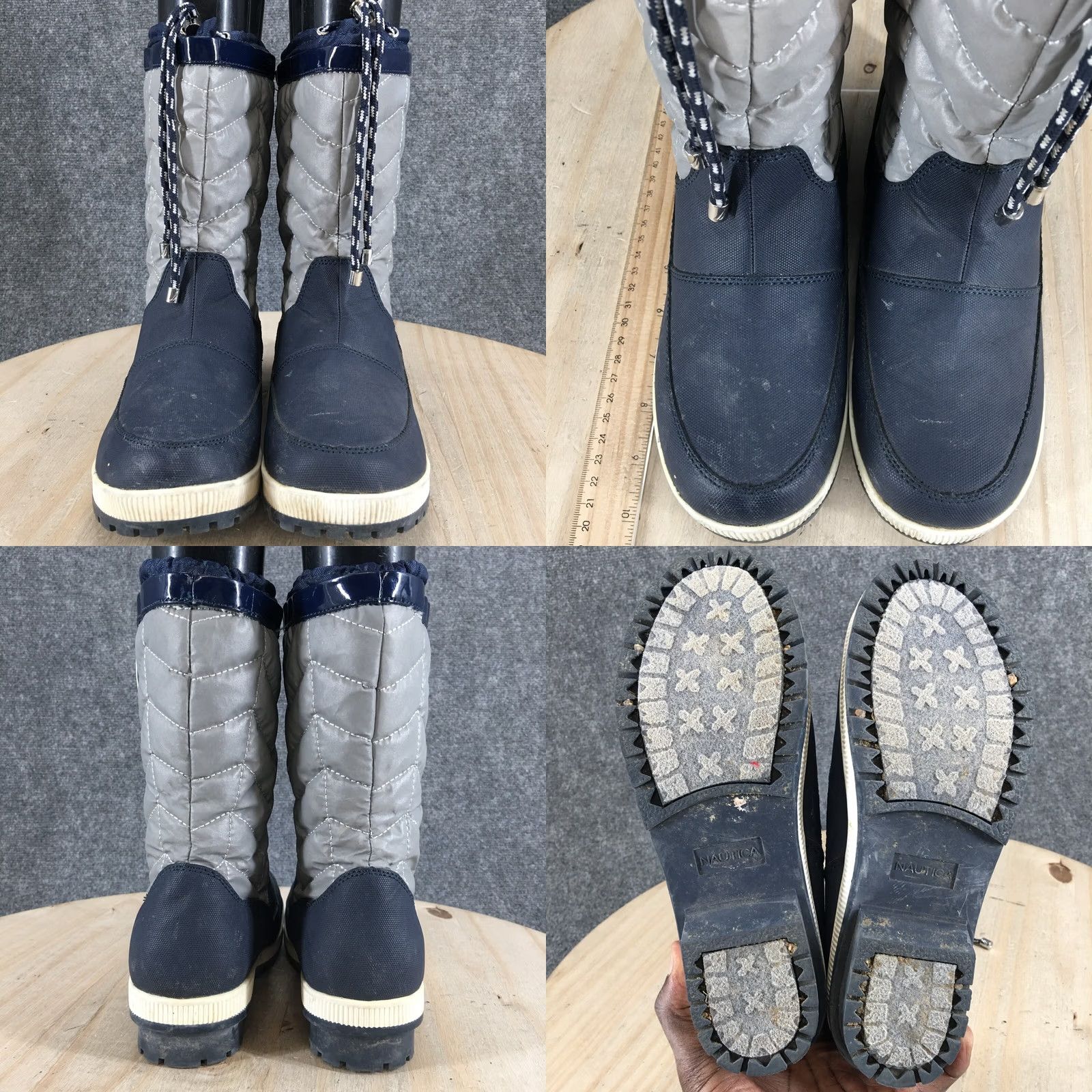 Nautica Nautica Becher Womens 9 Quilted Mid Winter Snow Boot Blue Faux Leather Boots Size US 9 / IT 39 - 8 Thumbnail