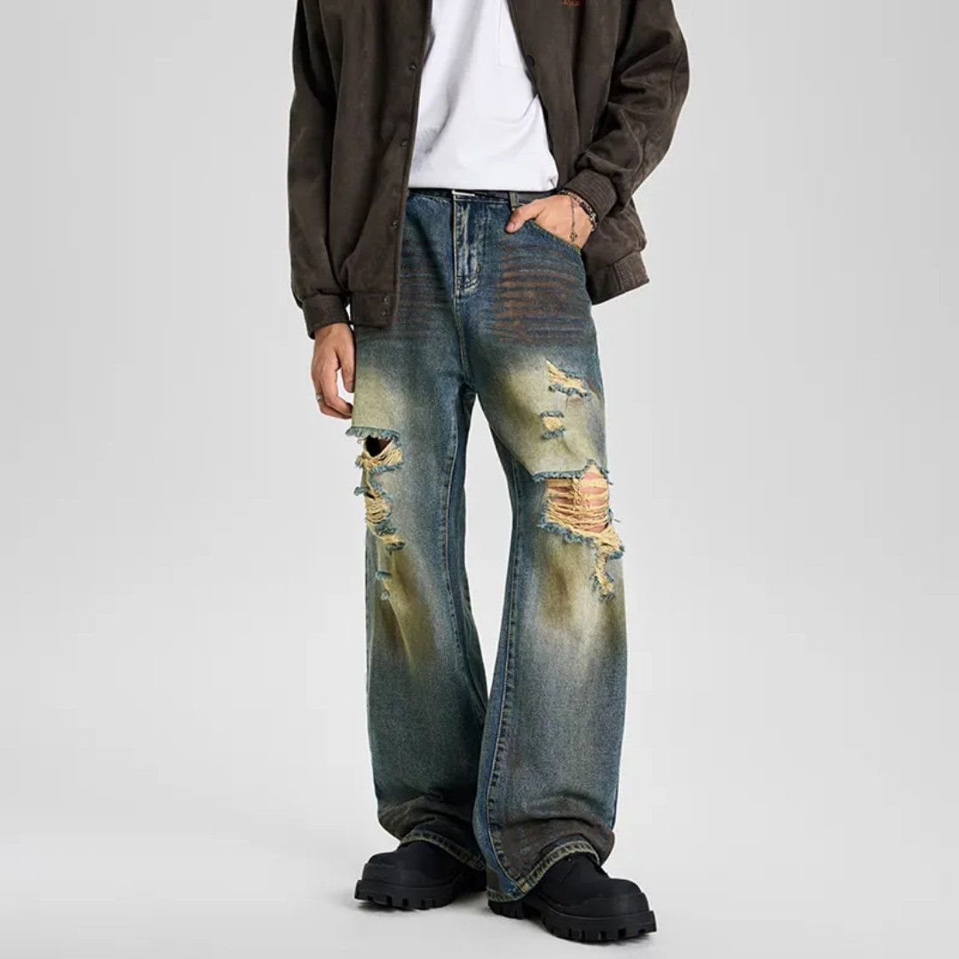 Japanese Brand High street vintage ripped jeans straight leg Size US 29 - 1 Thumbnail