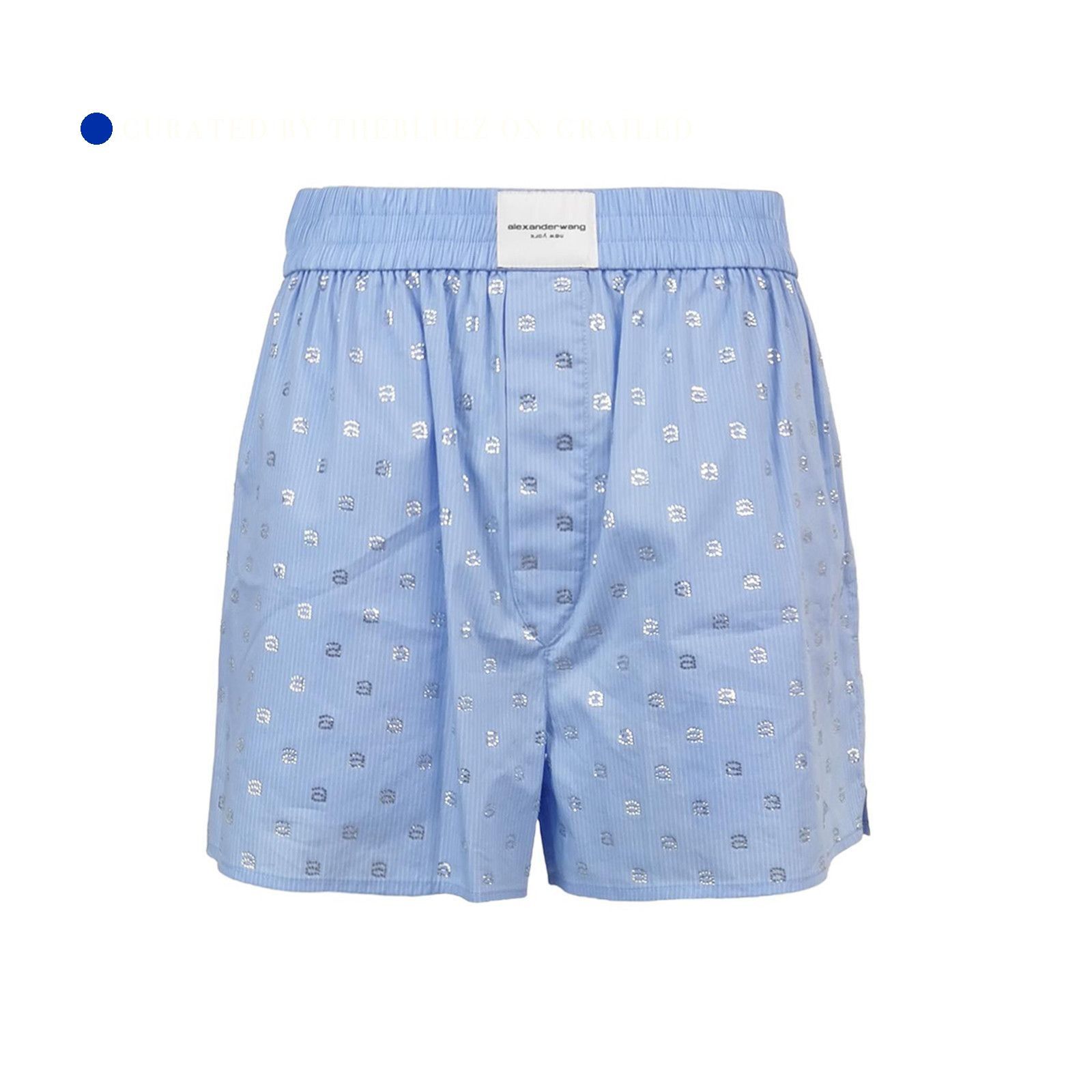 Alexander Wang Crystal Logo Boxer Shorts in Blue Size US 30 / EU 46 - 1 Thumbnail