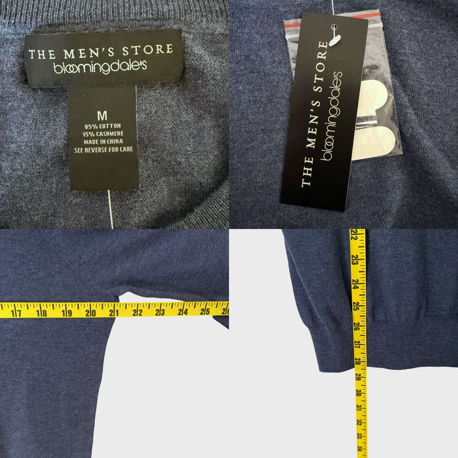 Bloomingdale's VINTAGE Bloomingdale's Men's Store Cotton Cashmere Sweater Blue Solid Knit Crew Neck Pullover Mens Size Medium Winter WinterSeason Size US M / EU 48-50 / 2 - 8 Thumbnail