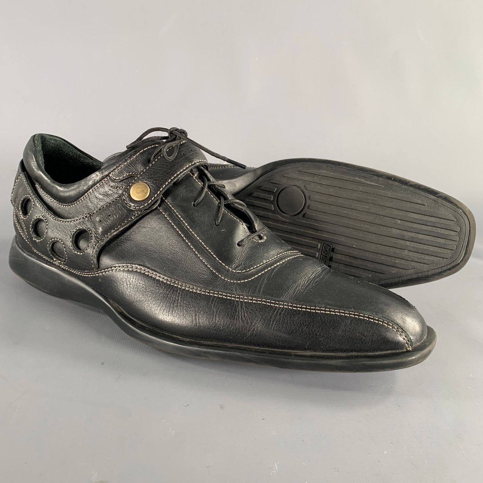 Cole Haan COLE HAAN 9.5 Black Contrast Stitch Leather Lace-Up Shoes Size US 9.5 / EU 42-43 - 5 Thumbnail