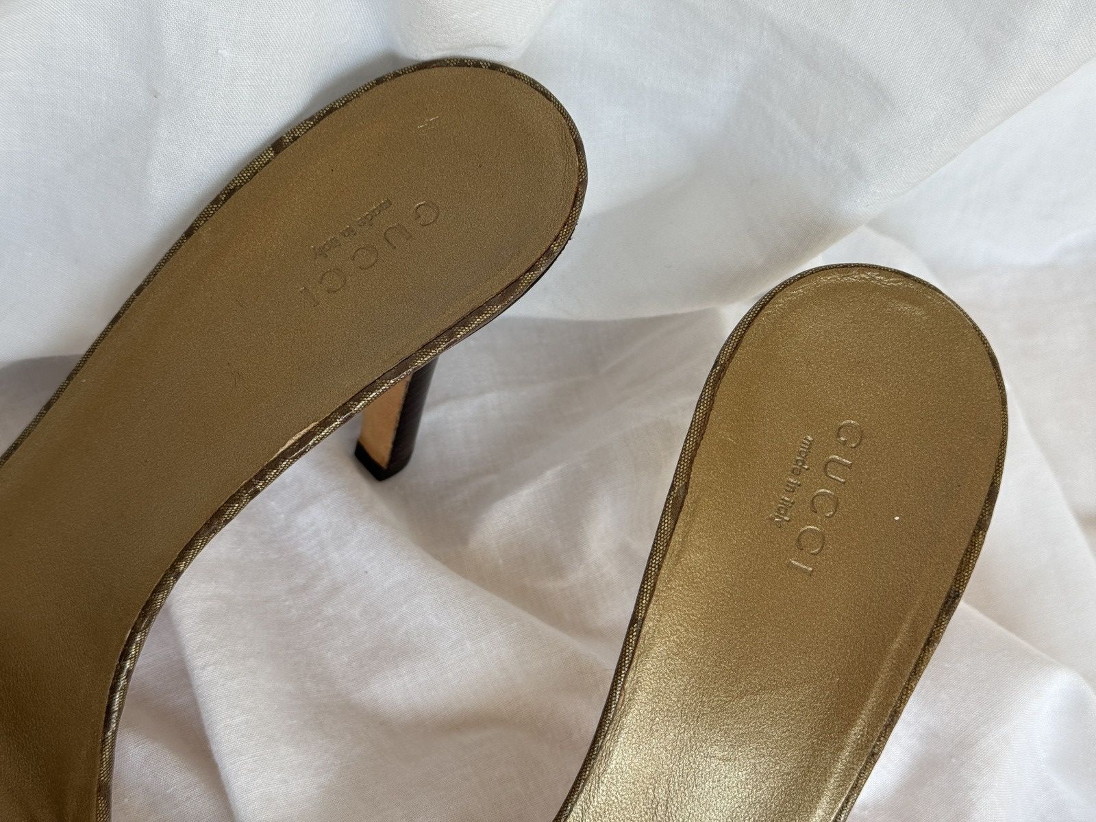Gucci Gucci Metallic Gold Monogram GG Mules Size US 10 / IT 40 - 6 Thumbnail