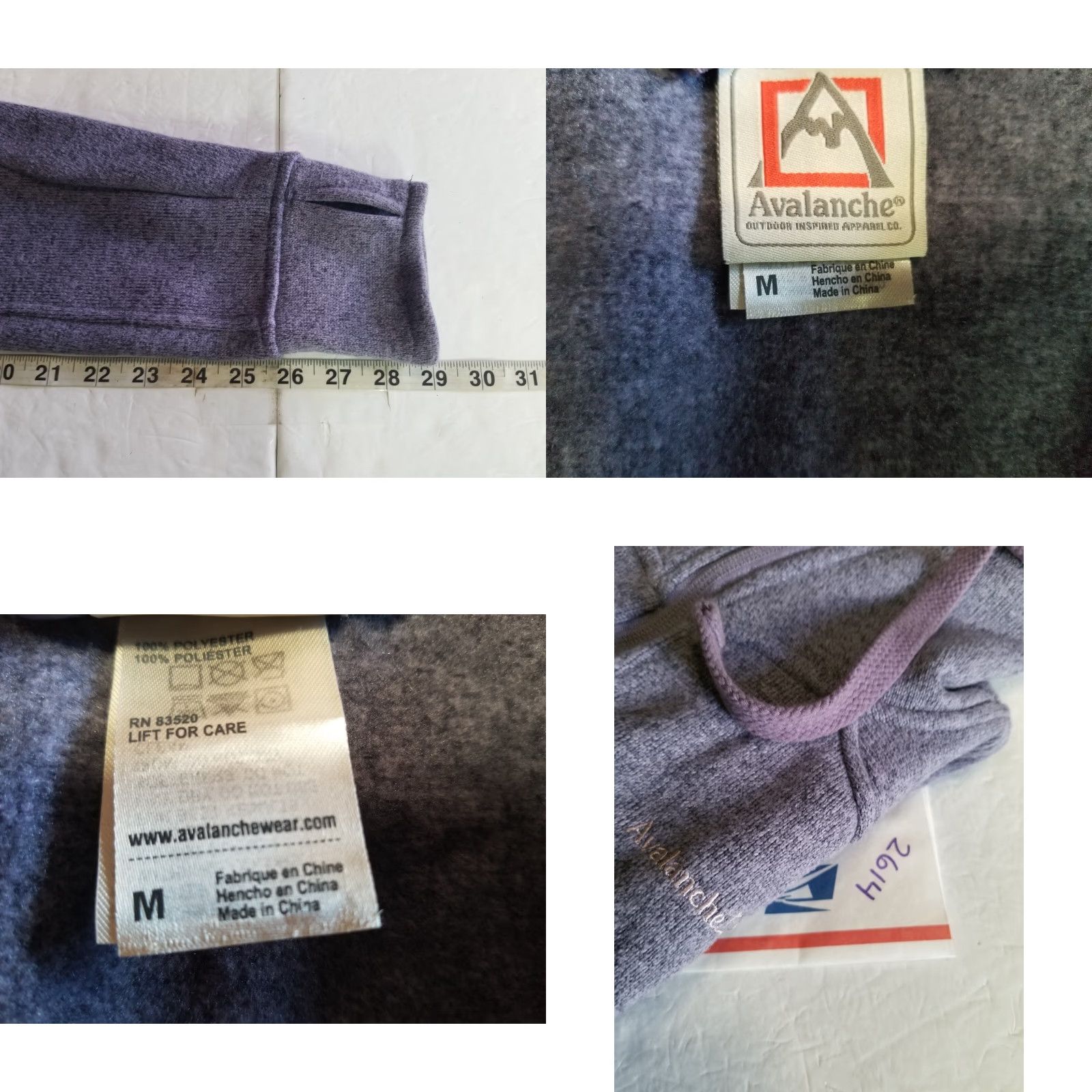 Avalanche Avalanche Jacket Women M Fleece Full Zip Purple Outdoor Casual Hiking Backpacking, Basic Outdoor Apparel Size M / US 6-8 / IT 42-44 - 8 Thumbnail