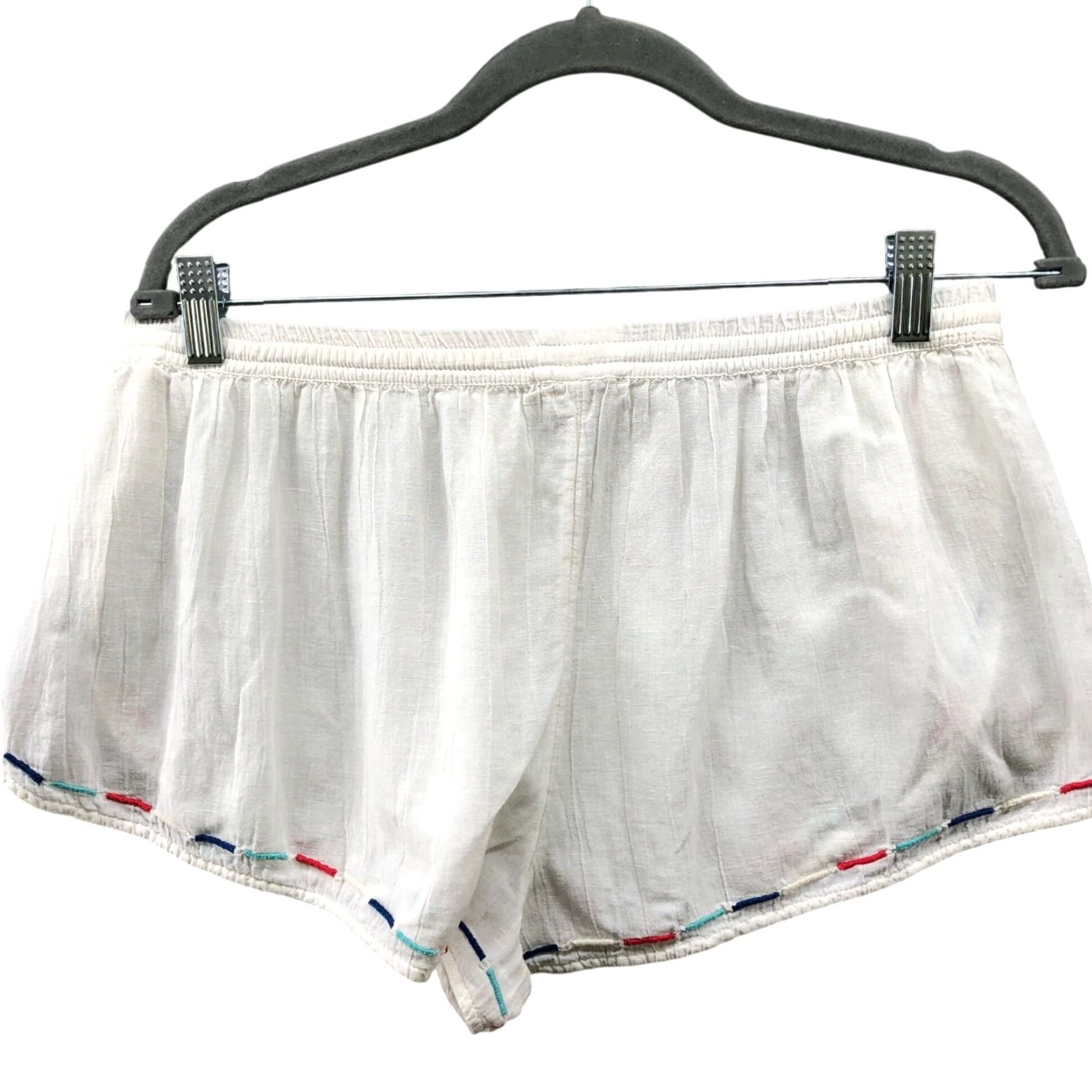 Gap Vintage Gap Love Lounge Shorts Womens M White Linen Blend Embroidered Spring Summer Size 32" / US 10 / IT 46 - 2 Thumbnail
