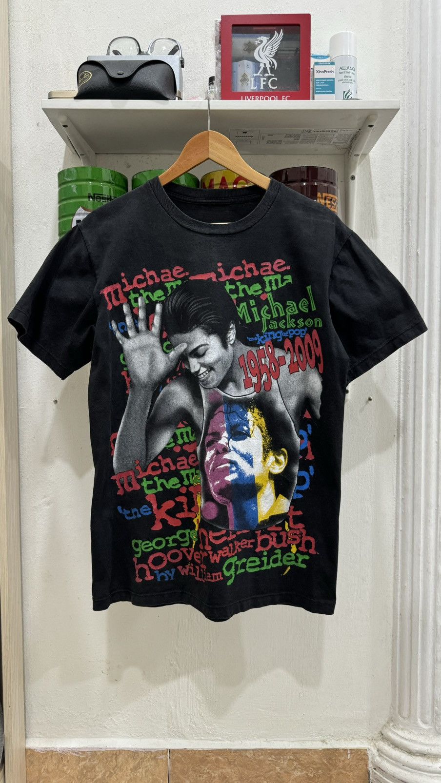 image of Michael Jackson x Vintage Bind Offer Vintage Micheal Jackson Y2K Tribute Full Print in Black (Size 