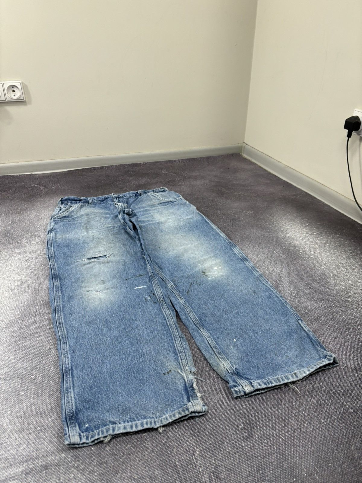 Carhartt Vintage Carhartt Dungaree Fit Faded Blue Denim Baggy Jeans Size US 35 - 11 Thumbnail