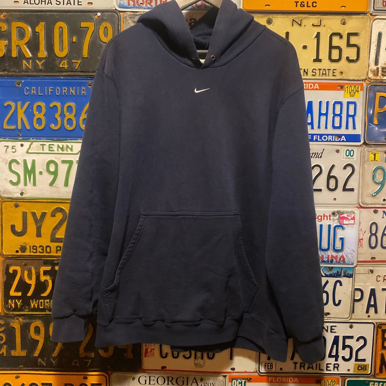 image of 90's Nike Center Swoosh Hoodie in Blue, Men's (Size Large)