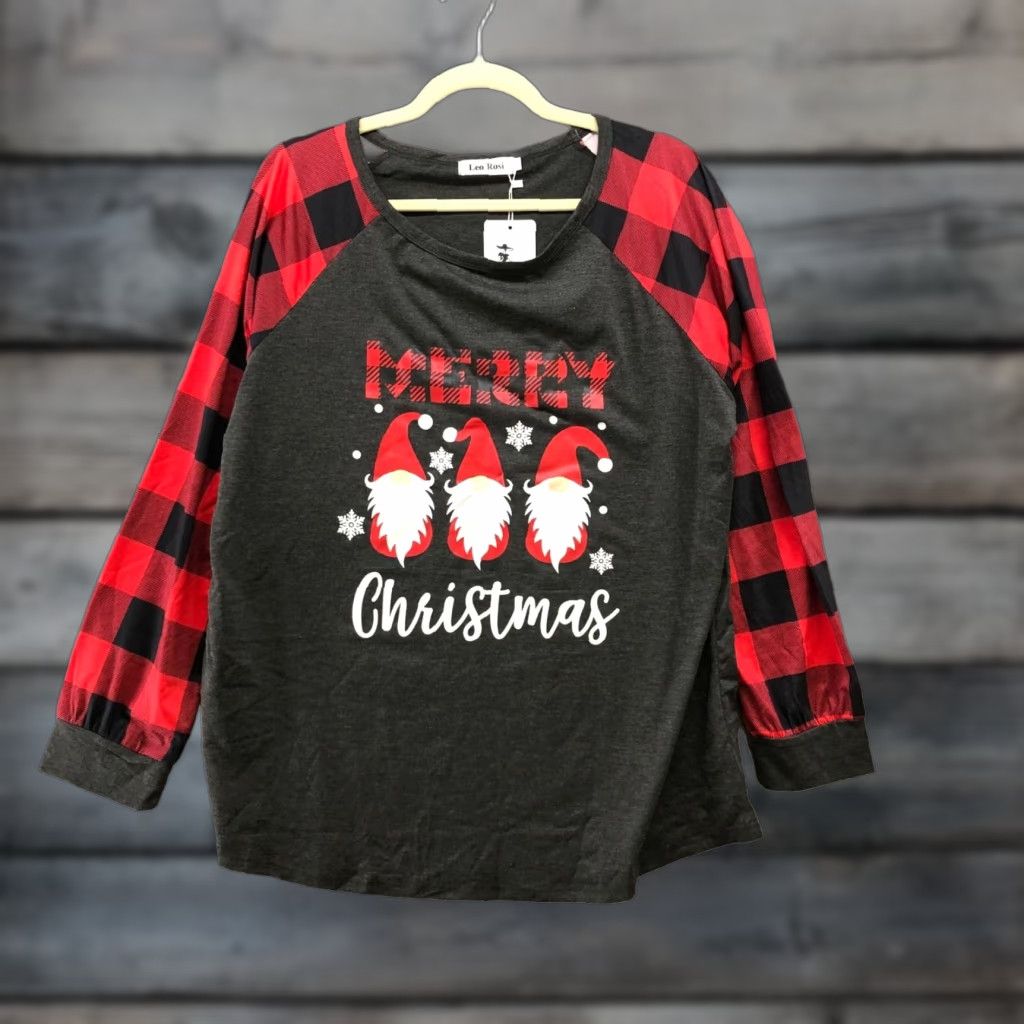 Vintage NWT Leo Rosi Gray Merry Christmas Santa Graphic Lounge Pajama Top XXL Womens Christmas Holiday Shirt Size XXL / US 16-18 / IT 52-54 - 1 Thumbnail