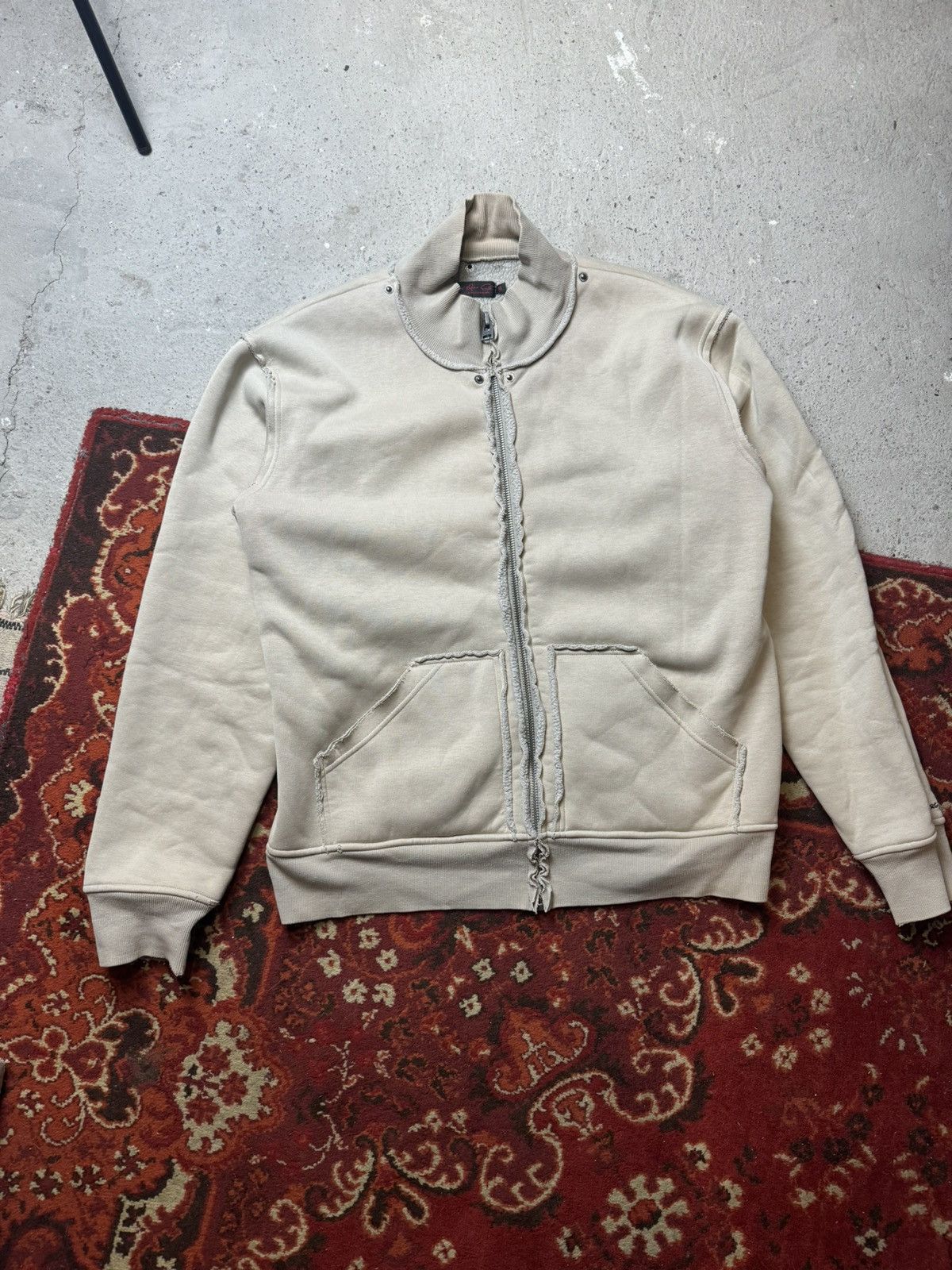 Japanese Brand × Vintage Vintage Y2K Devergo Patchwork Faded Avantgarde Zip Up Hoodie Size US XL / EU 56 / 4 - 1 Thumbnail