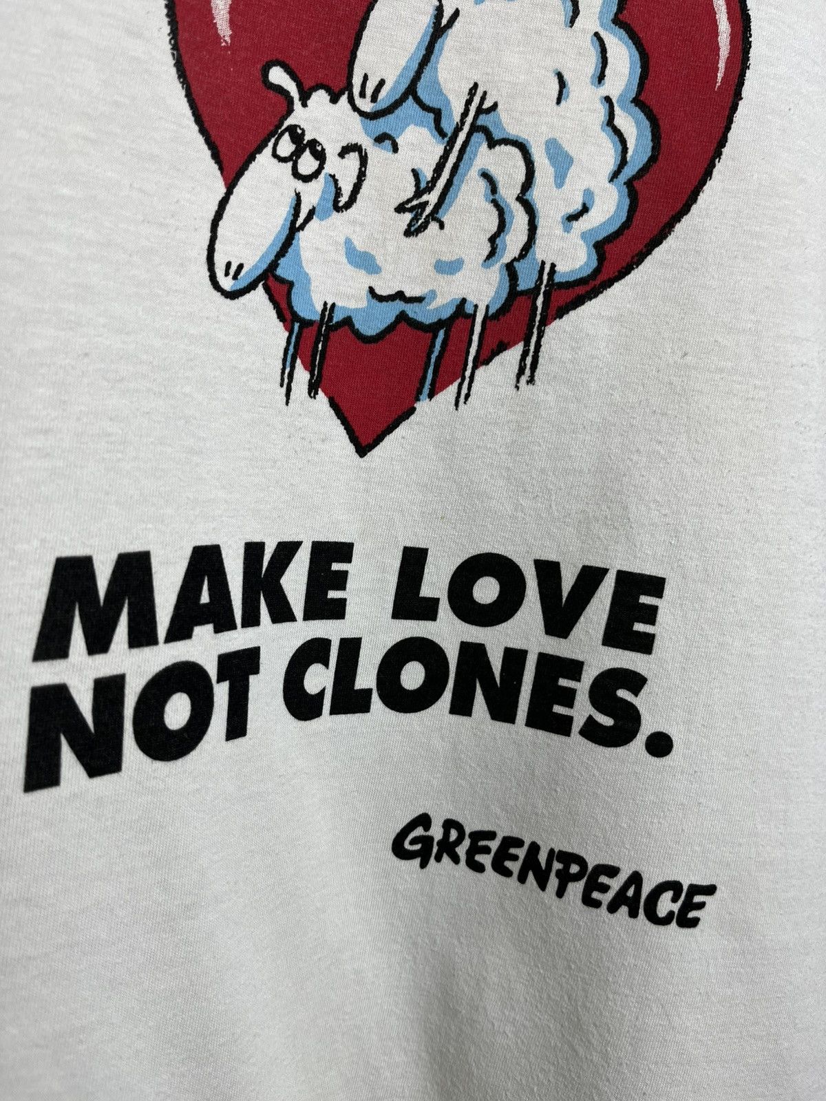 Vintage Greenpeace Hello Dolly Make Love Not Clones. Rare t-shirt Size US XXL / EU 58 / 5 - 3 Thumbnail