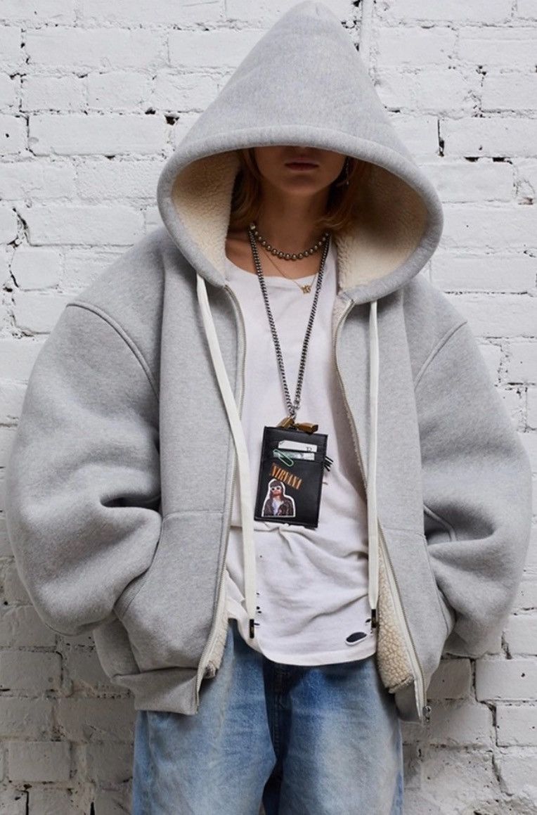 image of R13 Oversized Zip Hoodie. Xs Oversized in Grey, Women's