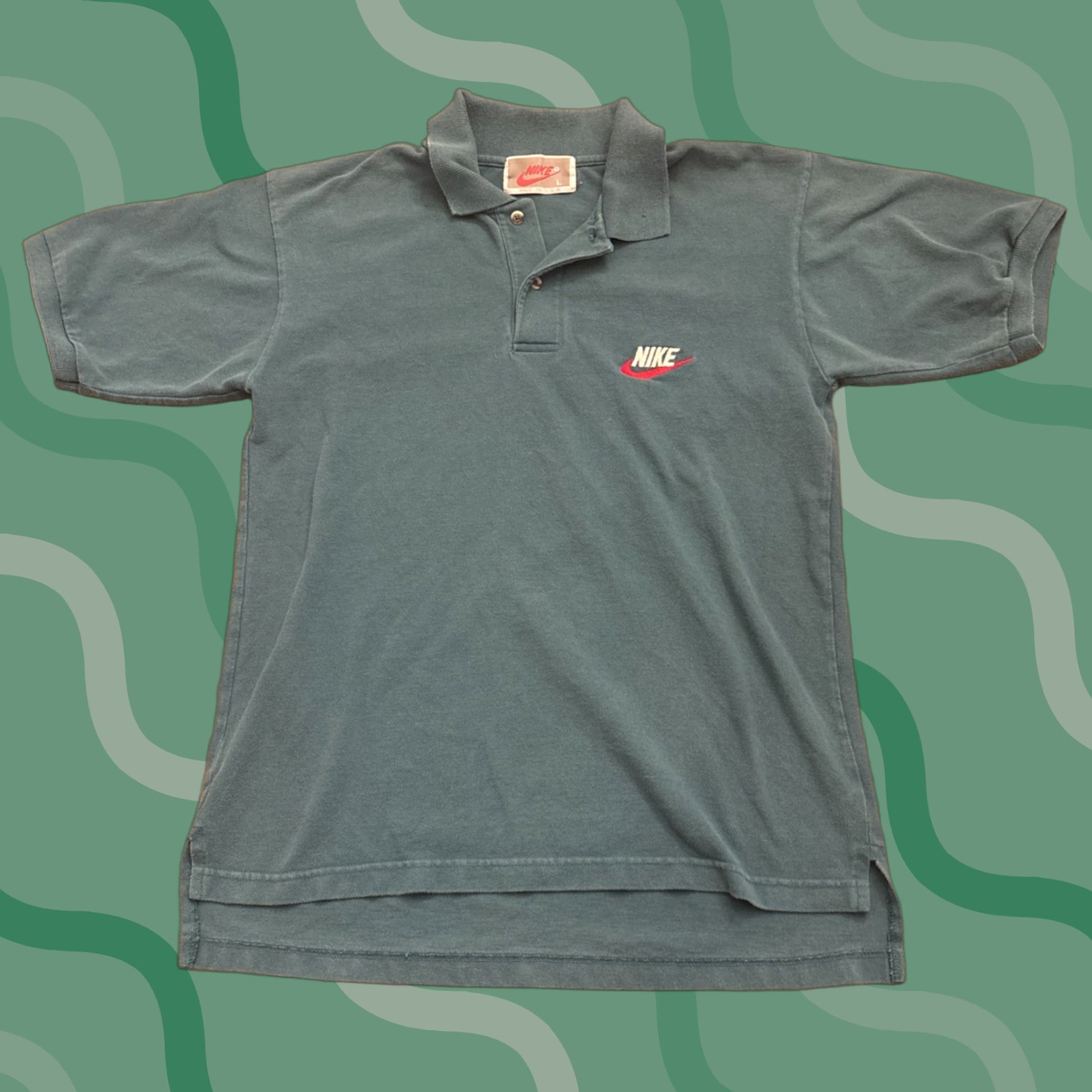 Nike VINTAGE Nike Polo Shirt Made In USA Green Size Large Mens Size US L / EU 52-54 / 3 - 1 Thumbnail