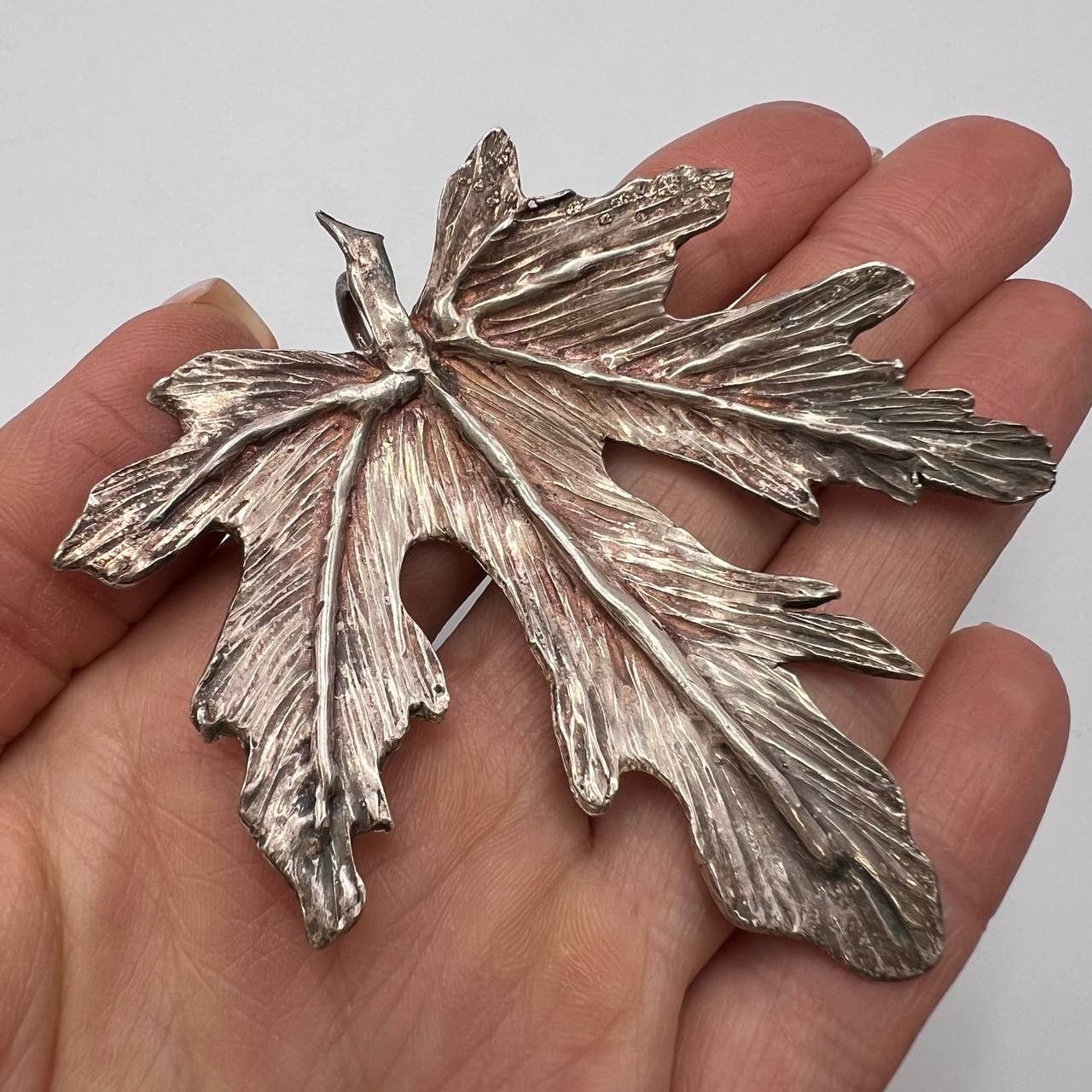 Vintage Jewelry Pendant Maple Leaf Silver 800 Italy 23G, Women's