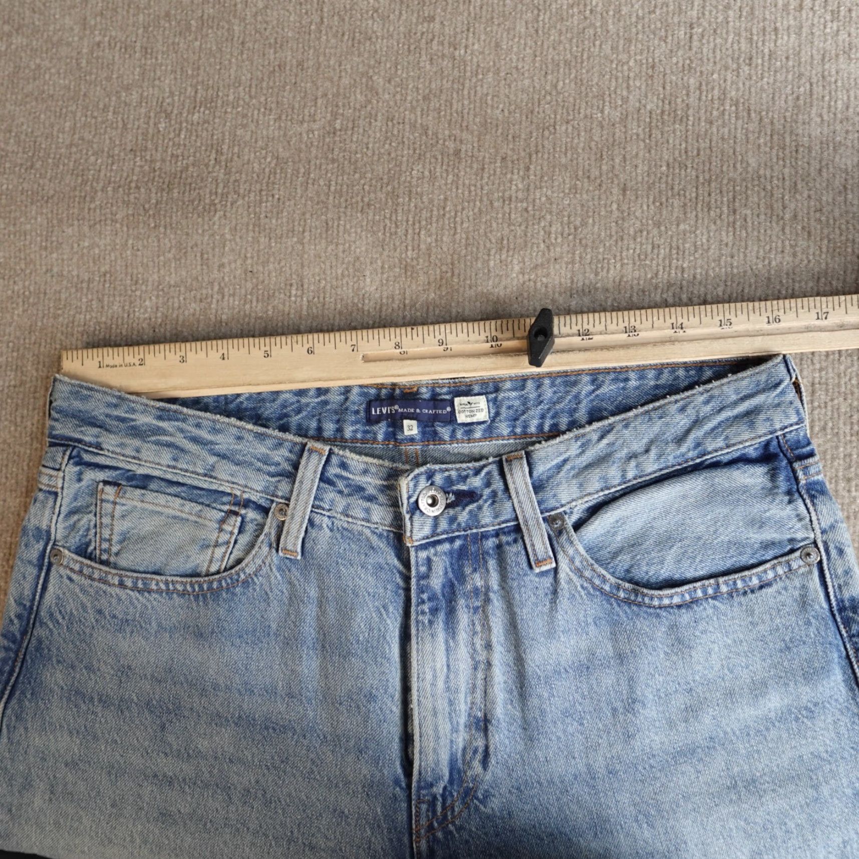 Levi's VINTAGE not Levi's Womens Jeans 32 Blue Wide Leg Cotton Hemp Raw Hem Made & Crafted Big E Size 24" / US 00 / IT 34 - 4 Thumbnail