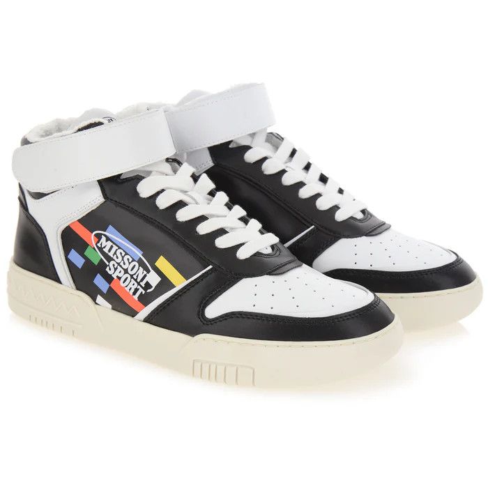 Missoni o1y0225 Logo Hi-Top Sneakers in White/Black Size US 6 / EU 39 - 3 Thumbnail