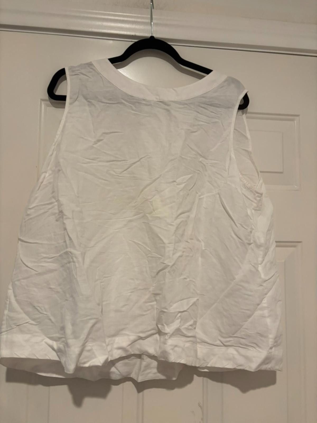 Designer Womens sz XL petite white cotton dress tank top #575 Size XL / US 12-14 / IT 48-50 - 1 Thumbnail