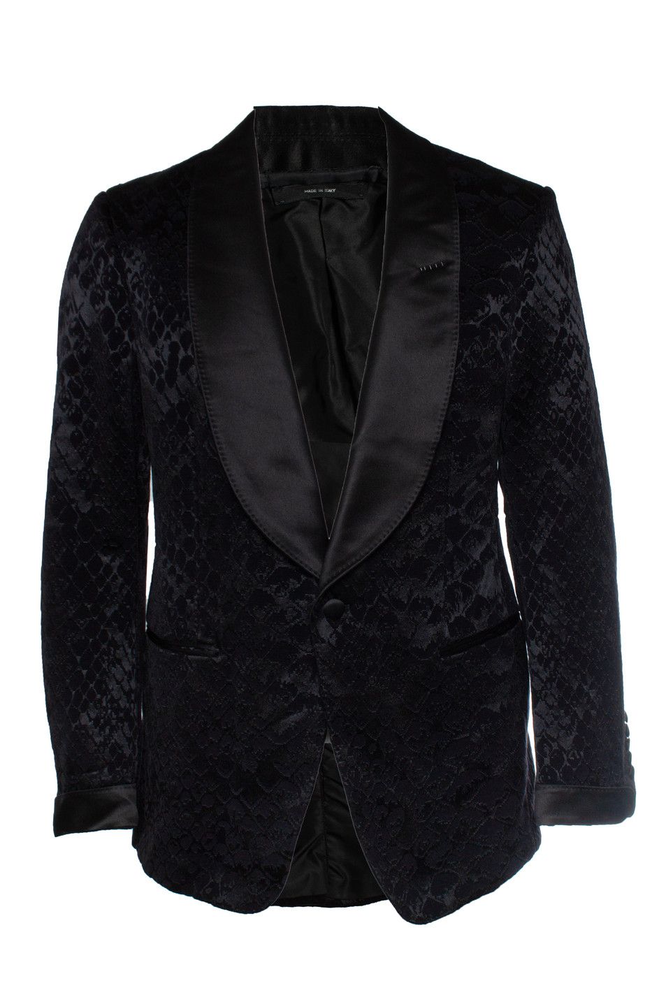 Tom Ford Tom Ford, Shelton jacquard tuxedo jacket in black Size 52R - 1 Thumbnail