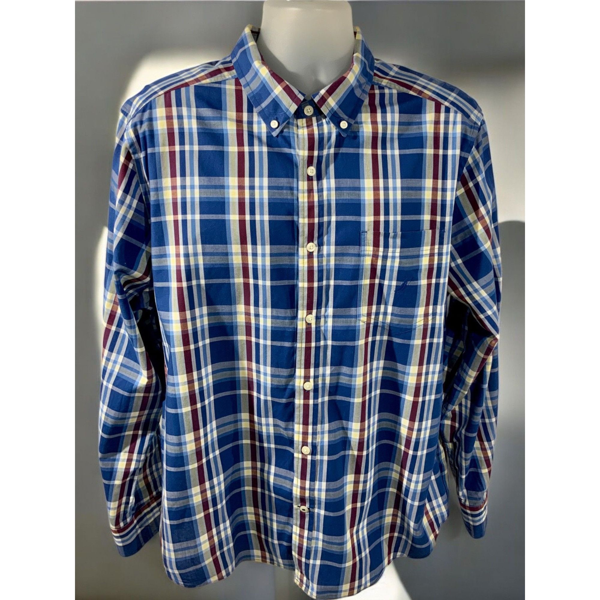 Nautica Nautica Mens Long Sleeve Limoges Blue Plaid Button Up Shirt Size US XL / EU 56 / 4 - 9 Thumbnail