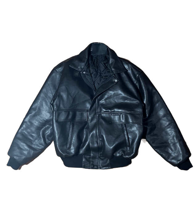 Vintage Black Leather Oversize classic Y2K Italy vintage Jacket Grailed