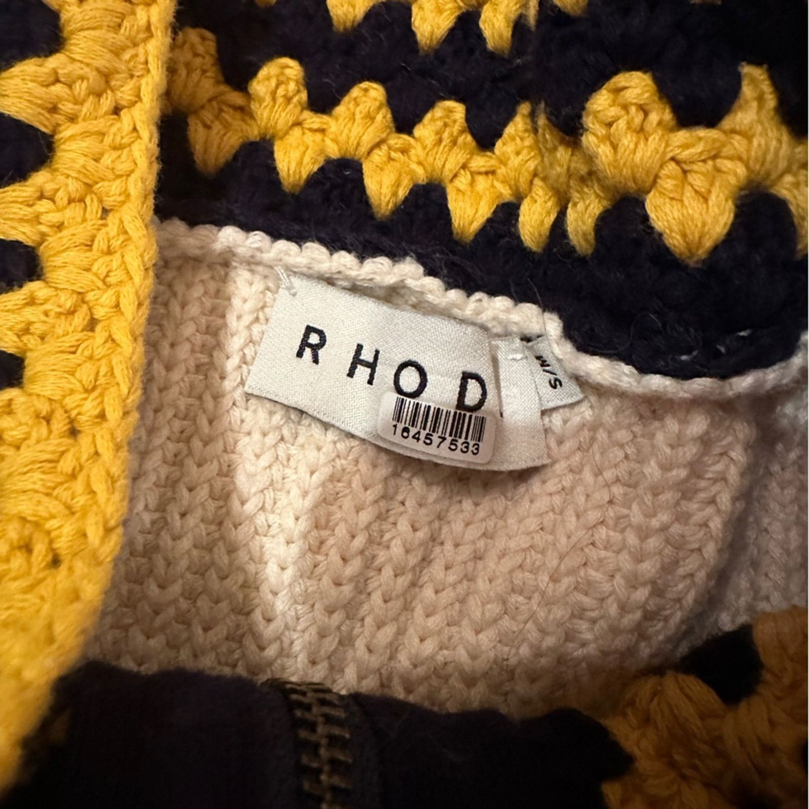RHODE RTR Rhode Finn Granny Square Knit Long Sleeve Zip Sweater Size S / US 4 / IT 40 - 7 Thumbnail