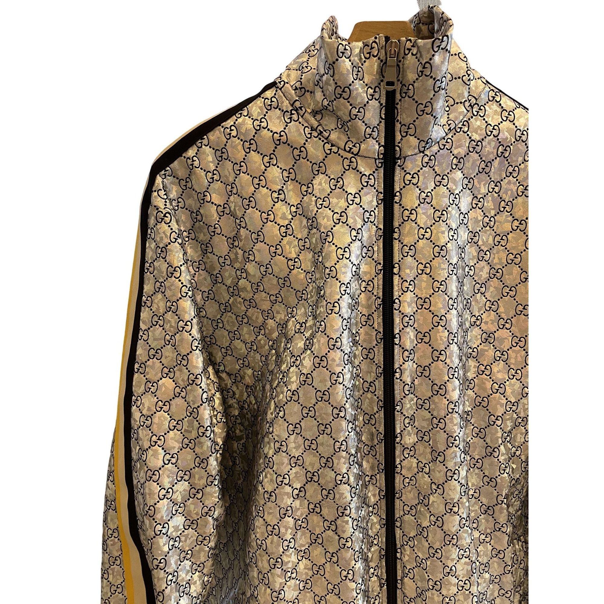 Gucci Gucci Monogram Metallic Gold Full-Zip Track Jacket With Stri Size US L / EU 52-54 / 3 - 4 Thumbnail