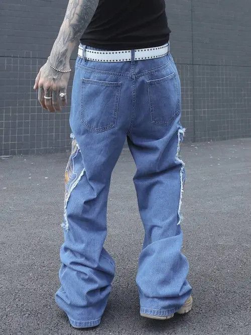 Jean Patch Skate Baggy Denim Jeans Wide leg Size US 32 / EU 48 - 3 Thumbnail