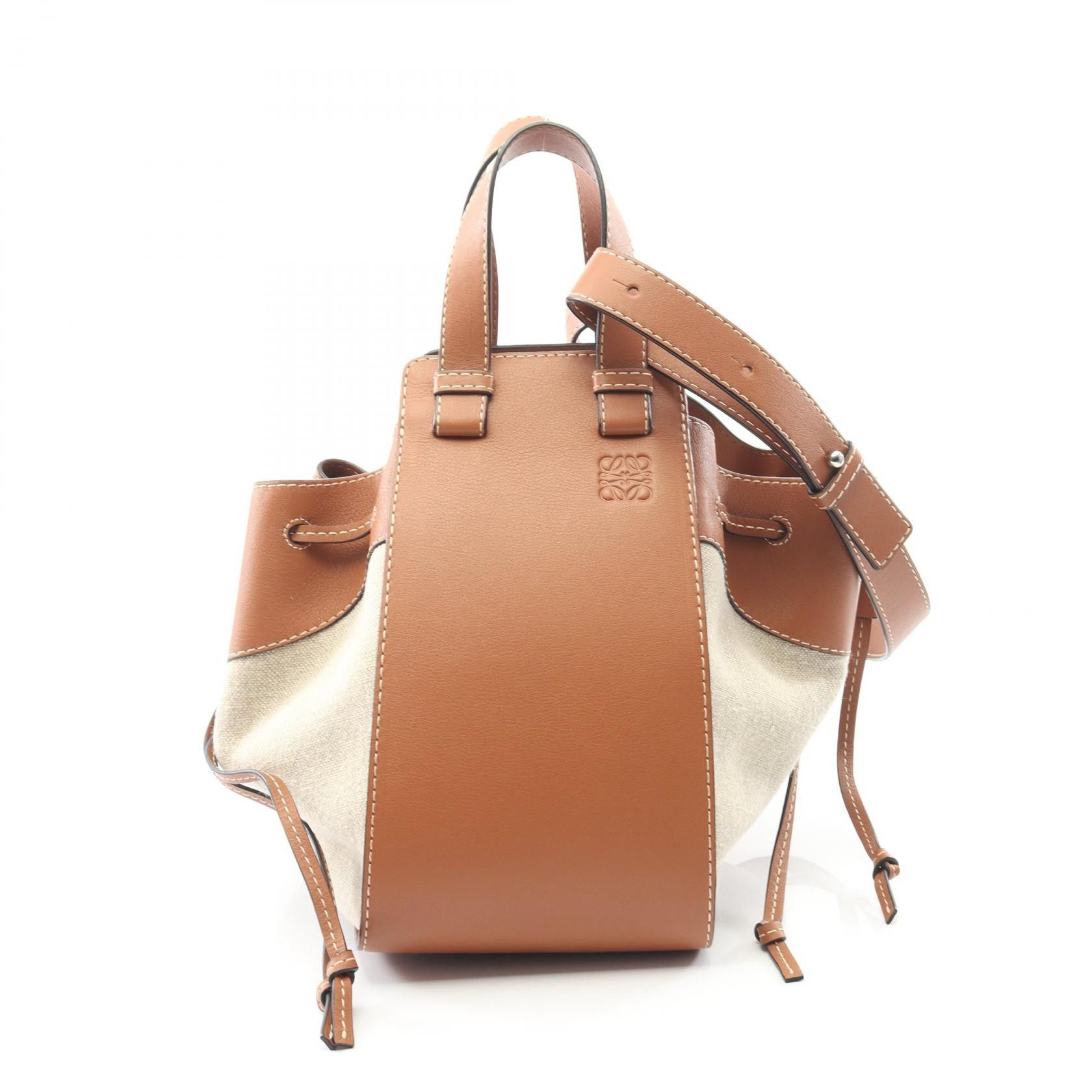 Loewe Loewe Loewe Hammock Drawstring Leather Canvas Handbag Leather Handbag DUTY FREE for USA Size ONE SIZE - 1 Thumbnail