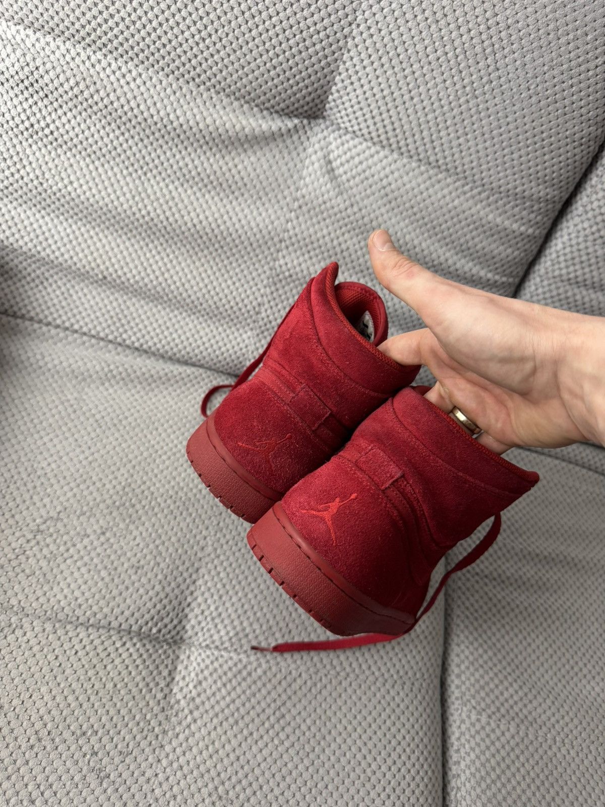 Nike Nike Air Jordan 1 Red Suede Size US 11 / EU 44 - 7 Thumbnail