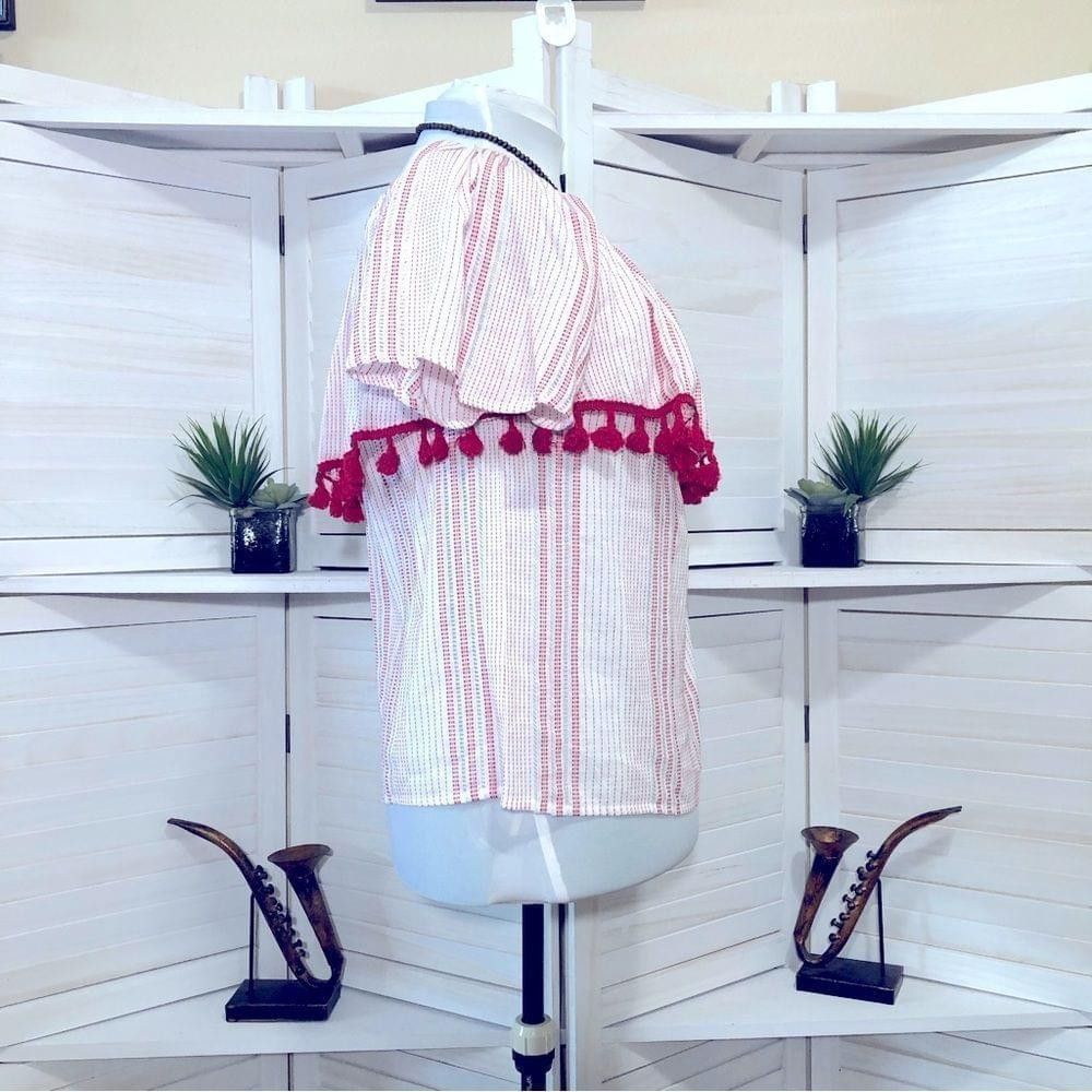 Other NWT retro oversized blouse red white pin striped pompons M Size M / US 6-8 / IT 42-44 - 5 Thumbnail