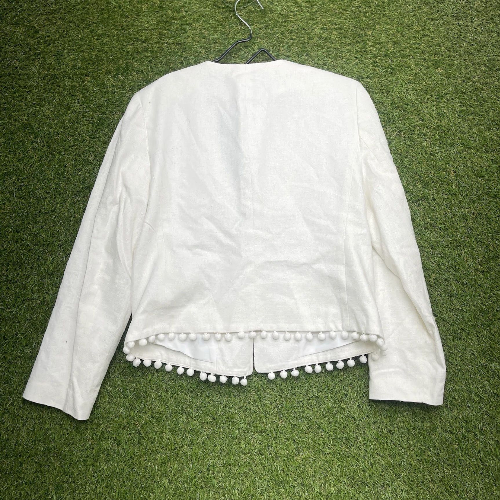 J.Crew J.CREW Blazer Linen White 1 Button Adult Large Ladies Beach Casual Formal 90s Vintage No (adapted to rules) Size L / US 10 / IT 46 - 2 Thumbnail