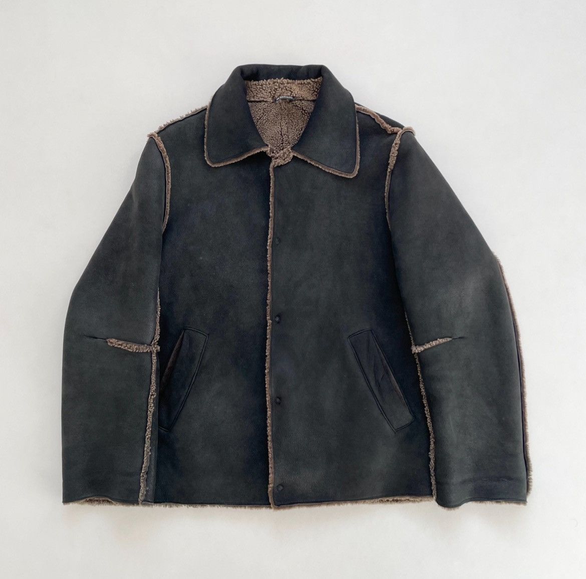 Ann Demeulemeester Early 2000s Black/Brown Shearling Jacket Size US M / EU 48-50 / 2 - 2 Thumbnail