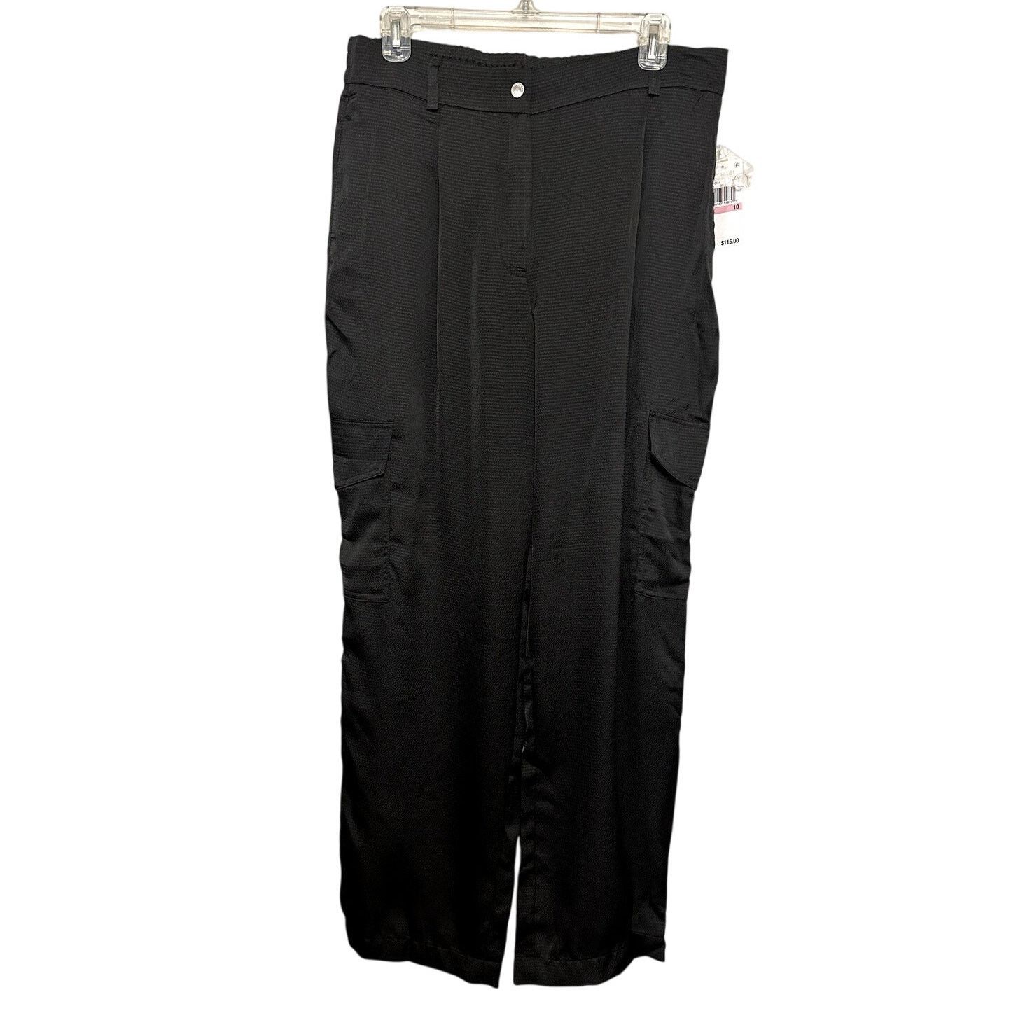 Michael Kors Michael Kors Womens Black Textured Pleated Cargo Pants 10NWT Size 32" / US 10 / IT 46 - 2 Thumbnail