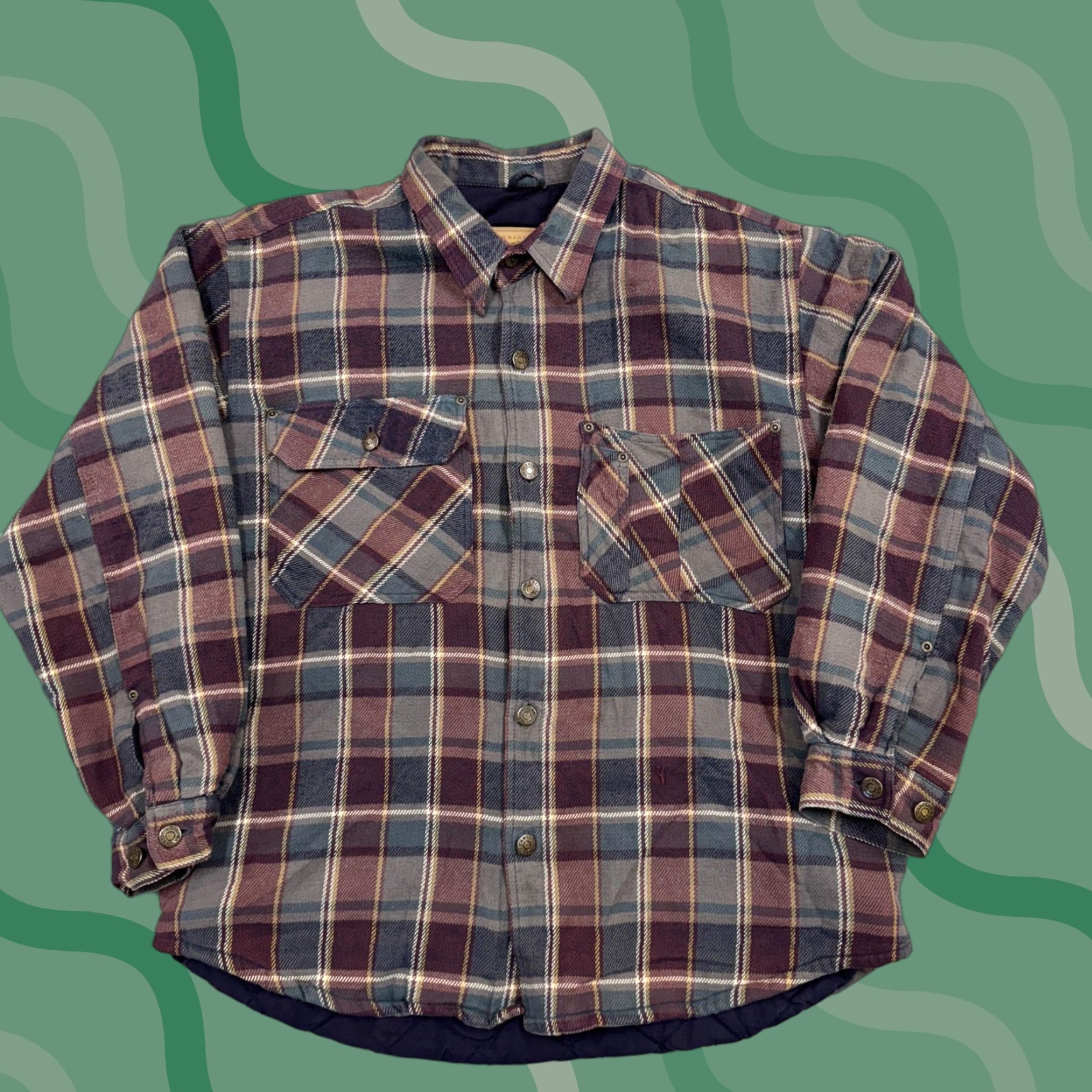 Vintage VINTAGE Arizona Jean Company Jacket Mens M Burgundy Plaid Quilted Flannel Shacket Size US 31 - 1 Thumbnail