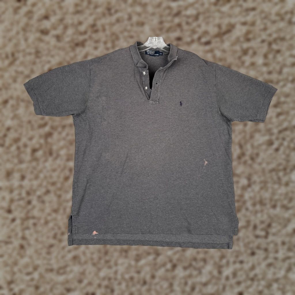 Ralph Lauren VINTAGE Ralph Lauren Polo Shirt Men 2XL Gray Short Sleeve Cotton Slim Polo Shirt 2XL Mens Size US XXL / EU 58 / 5 - 1 Thumbnail