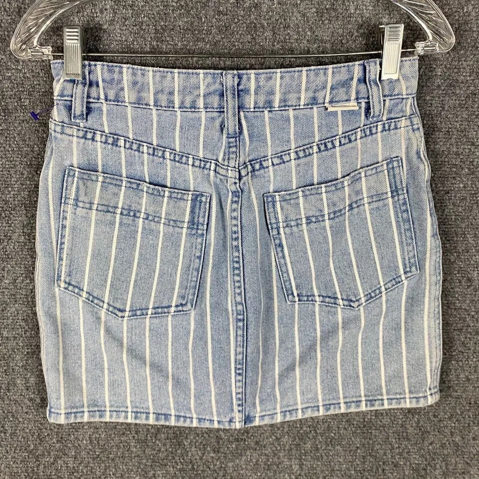 Billabong Bilabong Skirt Women's 26 Mini Striped Button Fly Denim Size 26" / US 2 / IT 38 - 4 Thumbnail
