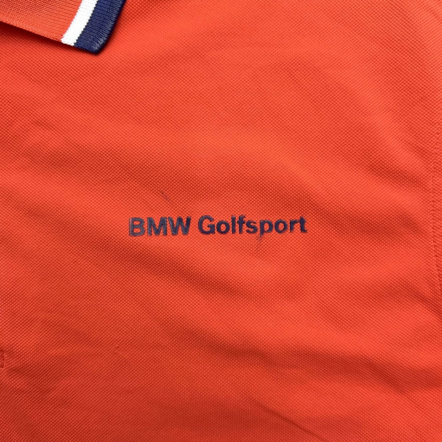 BMW BMW Golfsport Polo Shirt Mens XL Orange Golf Striped Collar Logo Performance Size US XL / EU 56 / 4 - 3 Thumbnail
