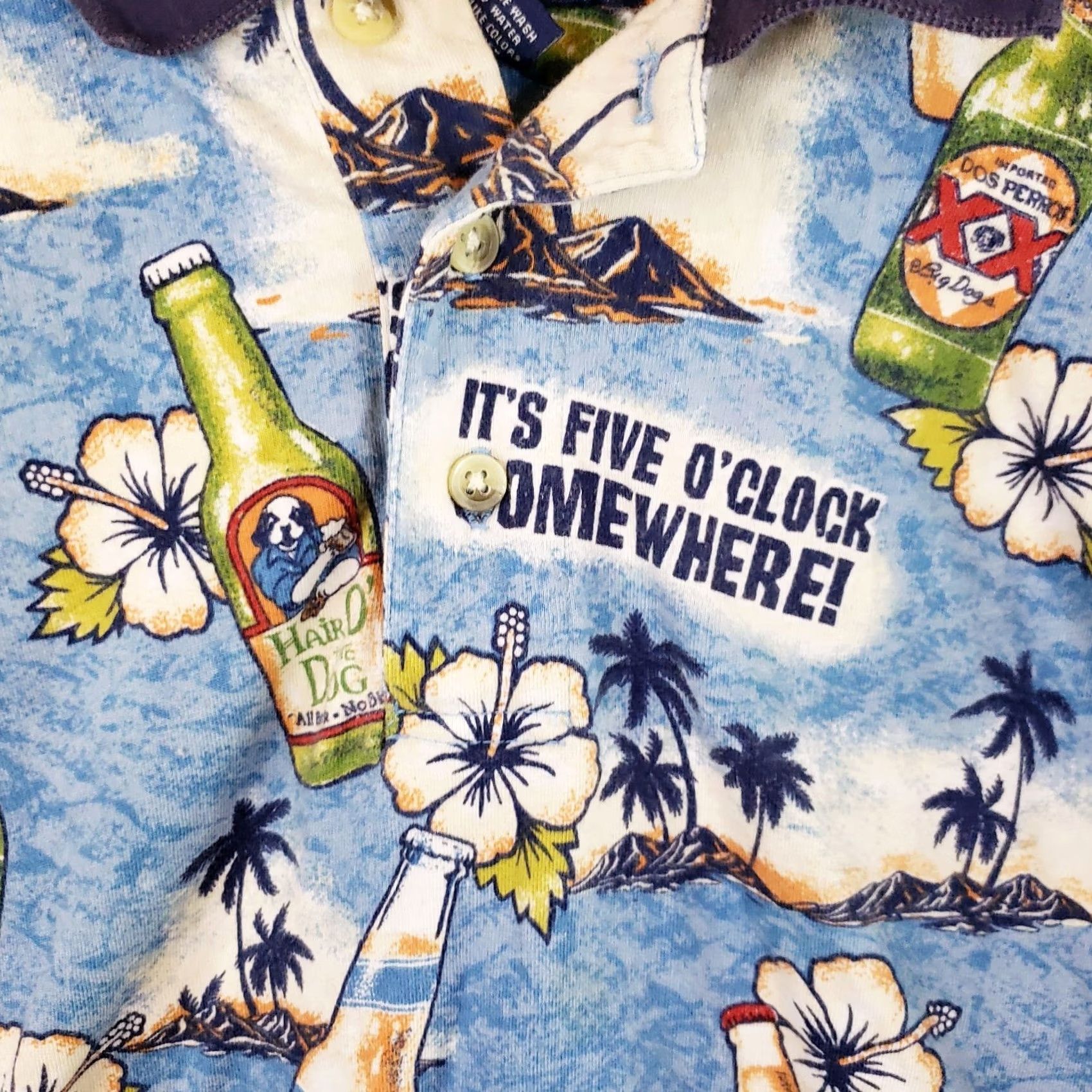 Big Dogs Big Dogs Polo Shirt Men's M Blue Cotton Beer All Over Print 5 O'clock Somewhere Tank Tailgating Beach Party Golf Shirts Mens Size US M / EU 48-50 / 2 - 4 Thumbnail